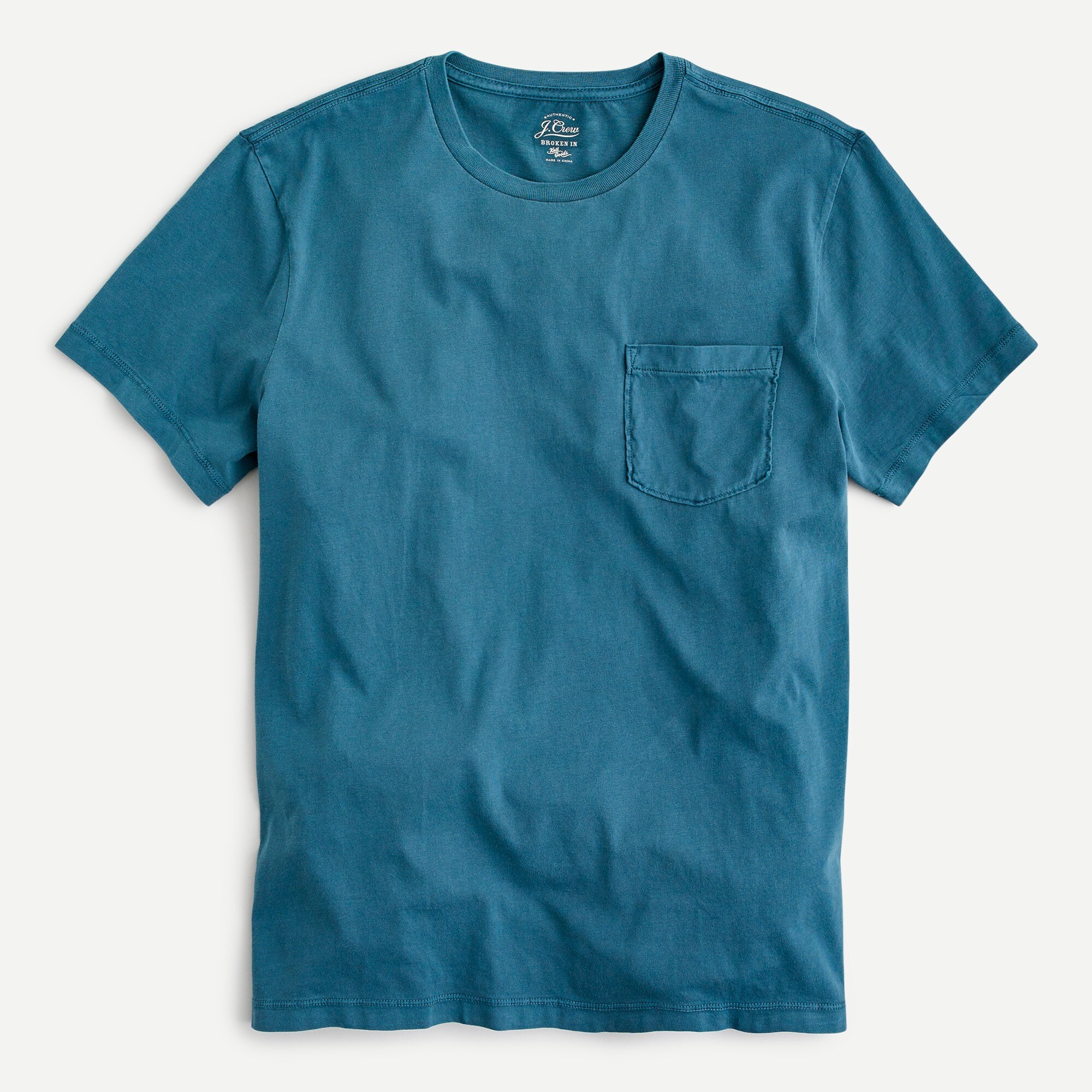 Broken-in short-sleeve pocket T-shirt