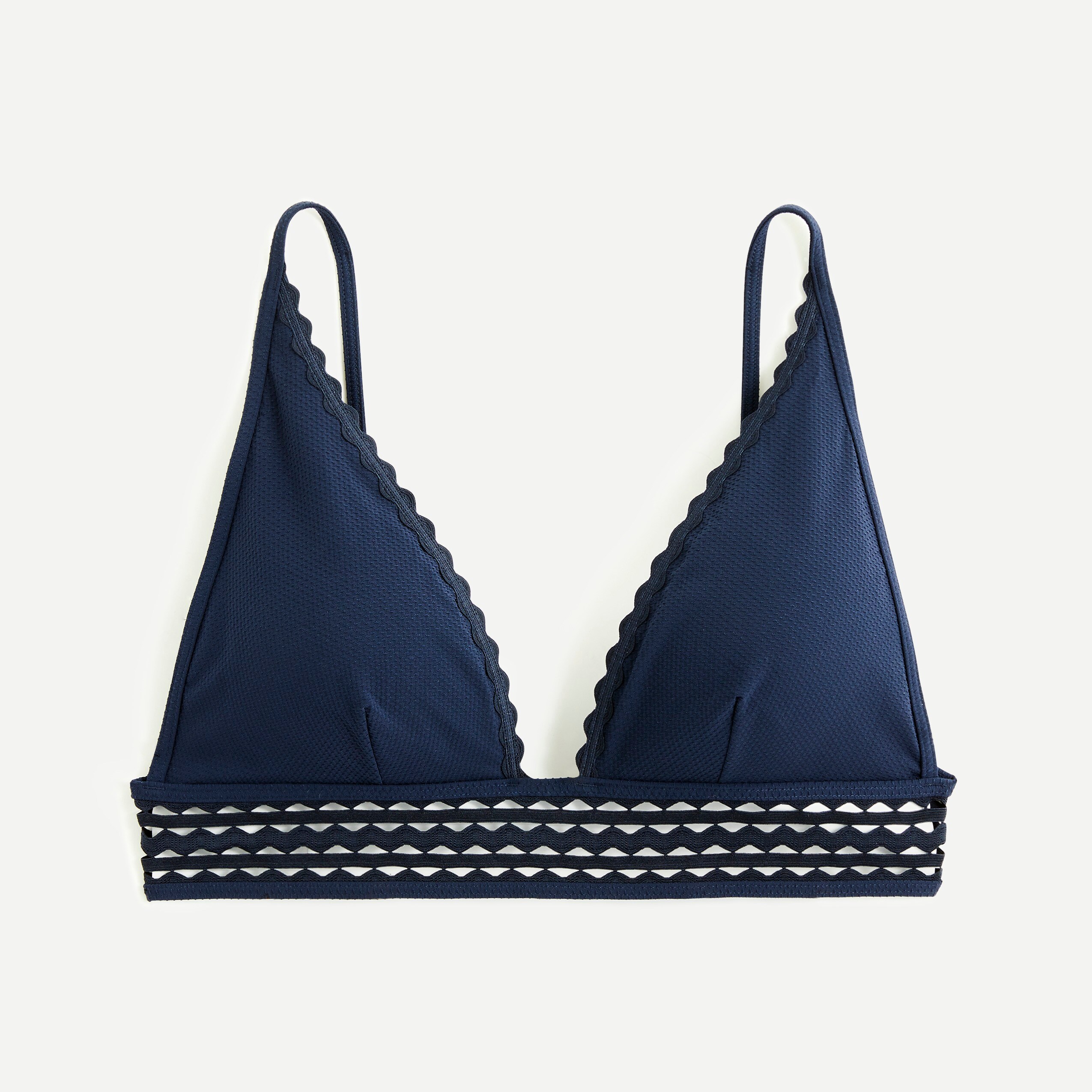 J Crew Piqué French Bikini Top With Rickrack Inset For Women