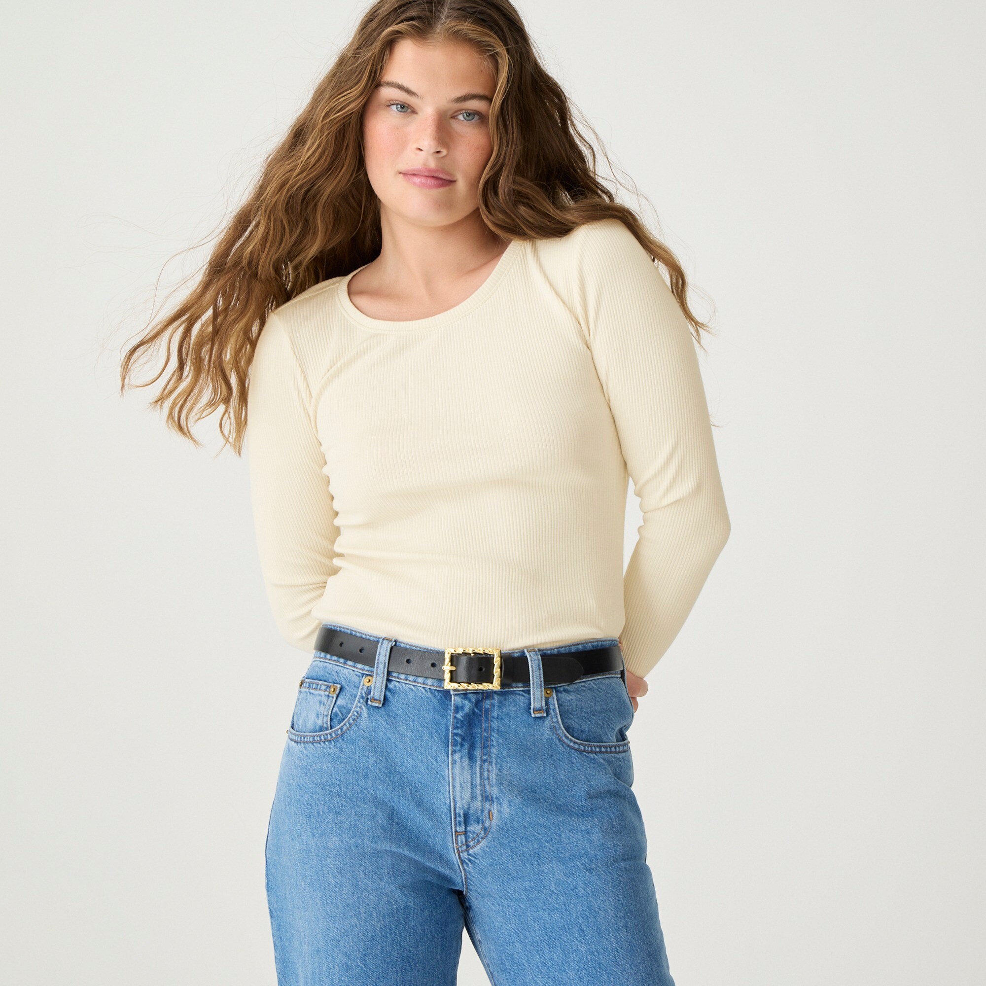 Long-sleeve T-shirt in vintage rib