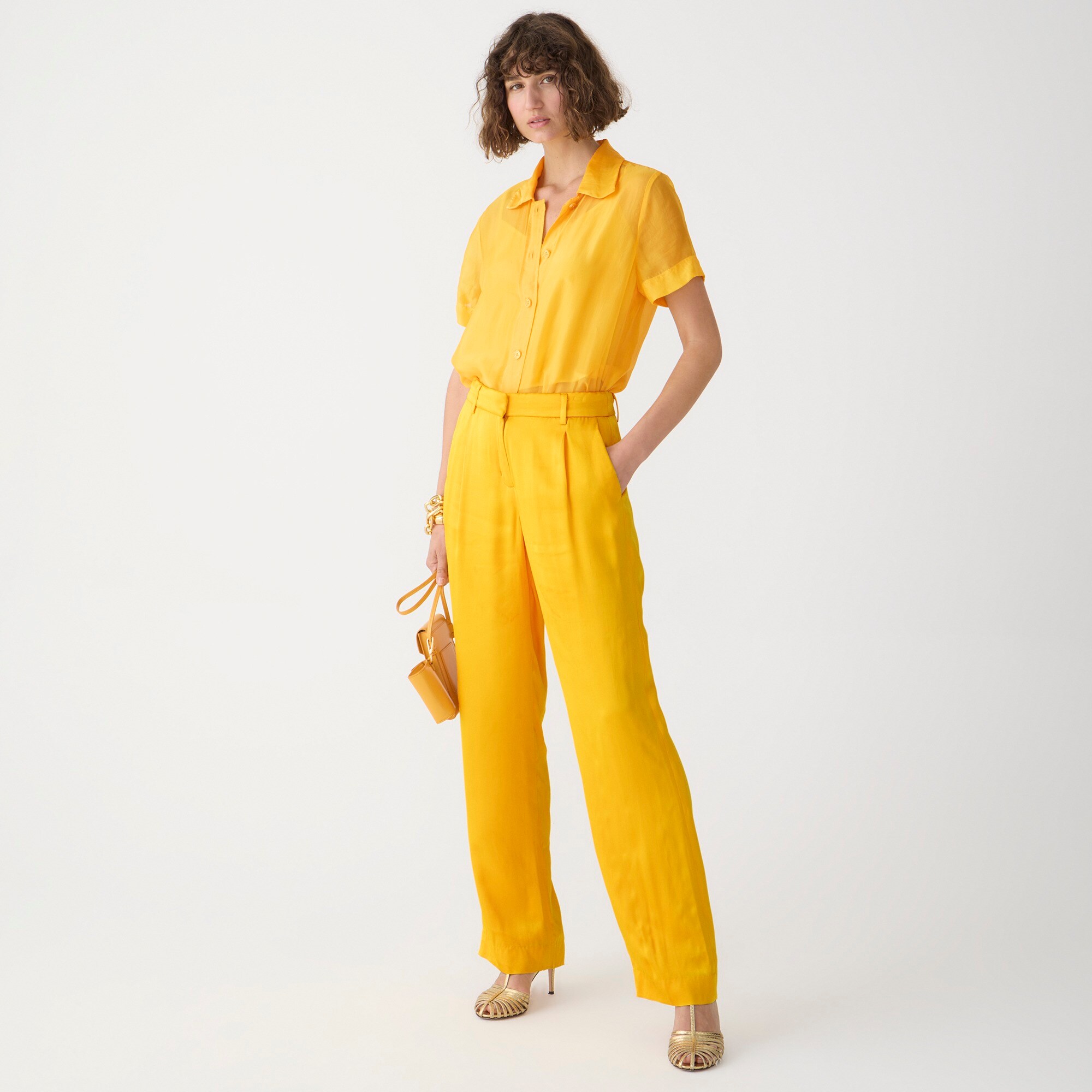 Straight-leg essential pant in luster crepe