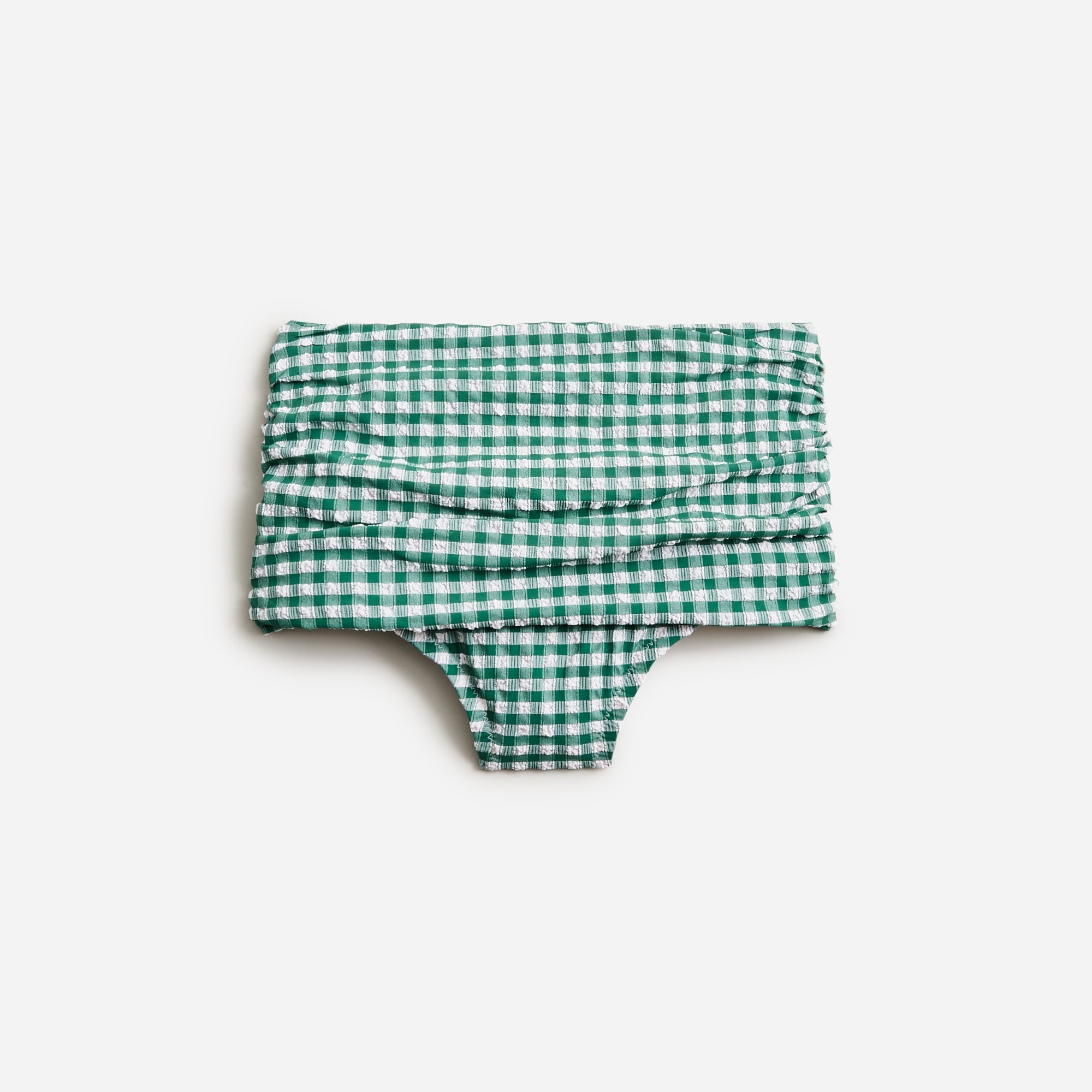 J Crew Ruched High Rise Bikini Bottom In Gingham For Women