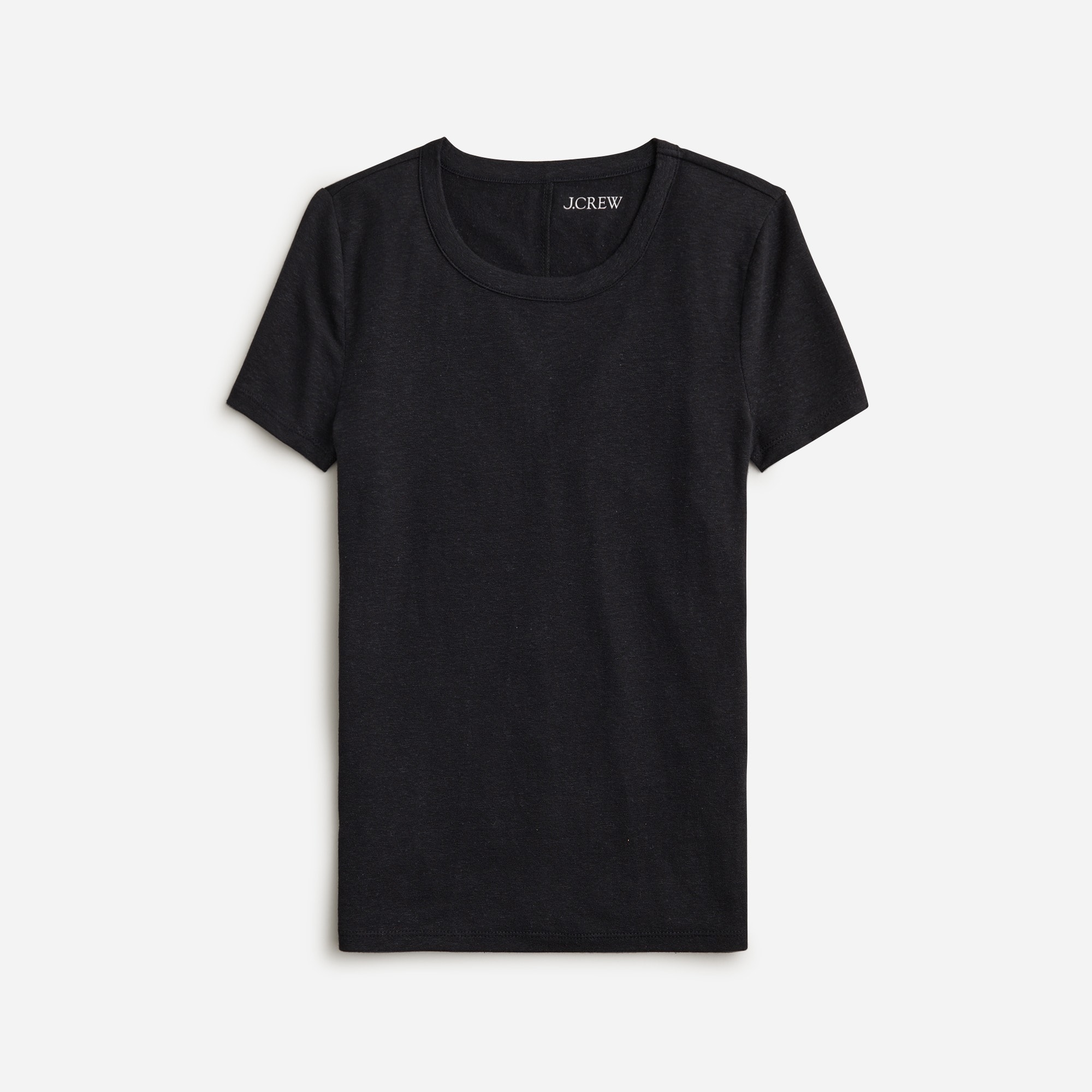 Stretch linen-blend crewneck T-shirt