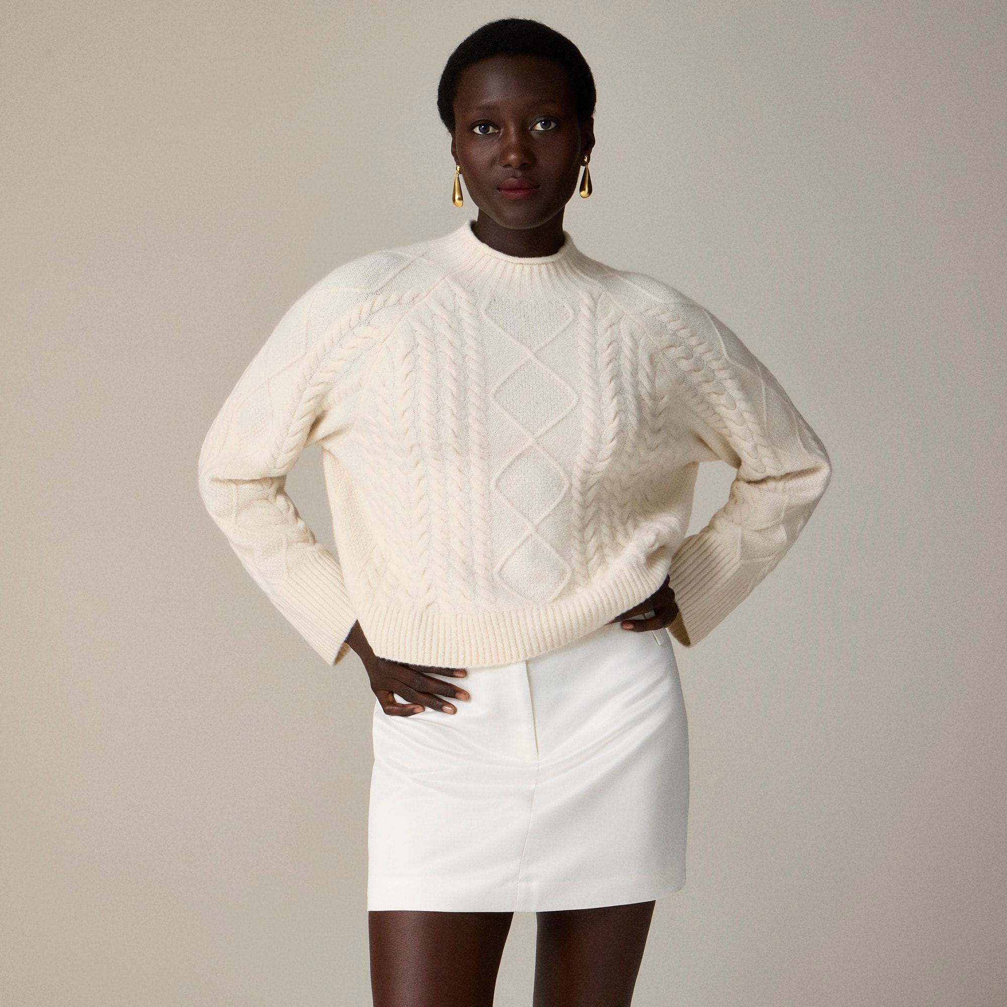 Cable-knit Rollneck™ sweater in Supersoft yarn