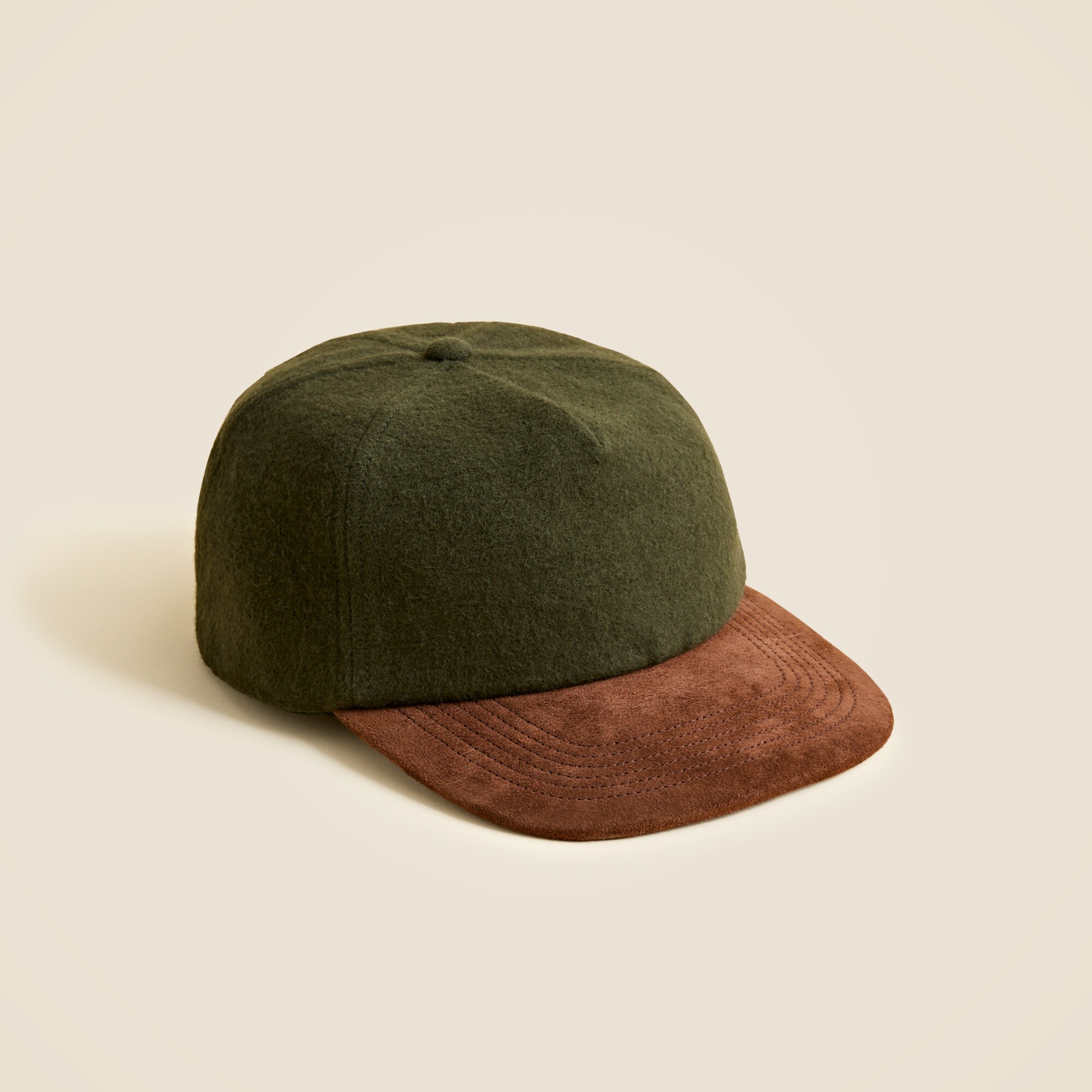 Cotton trucker cap with leather brim