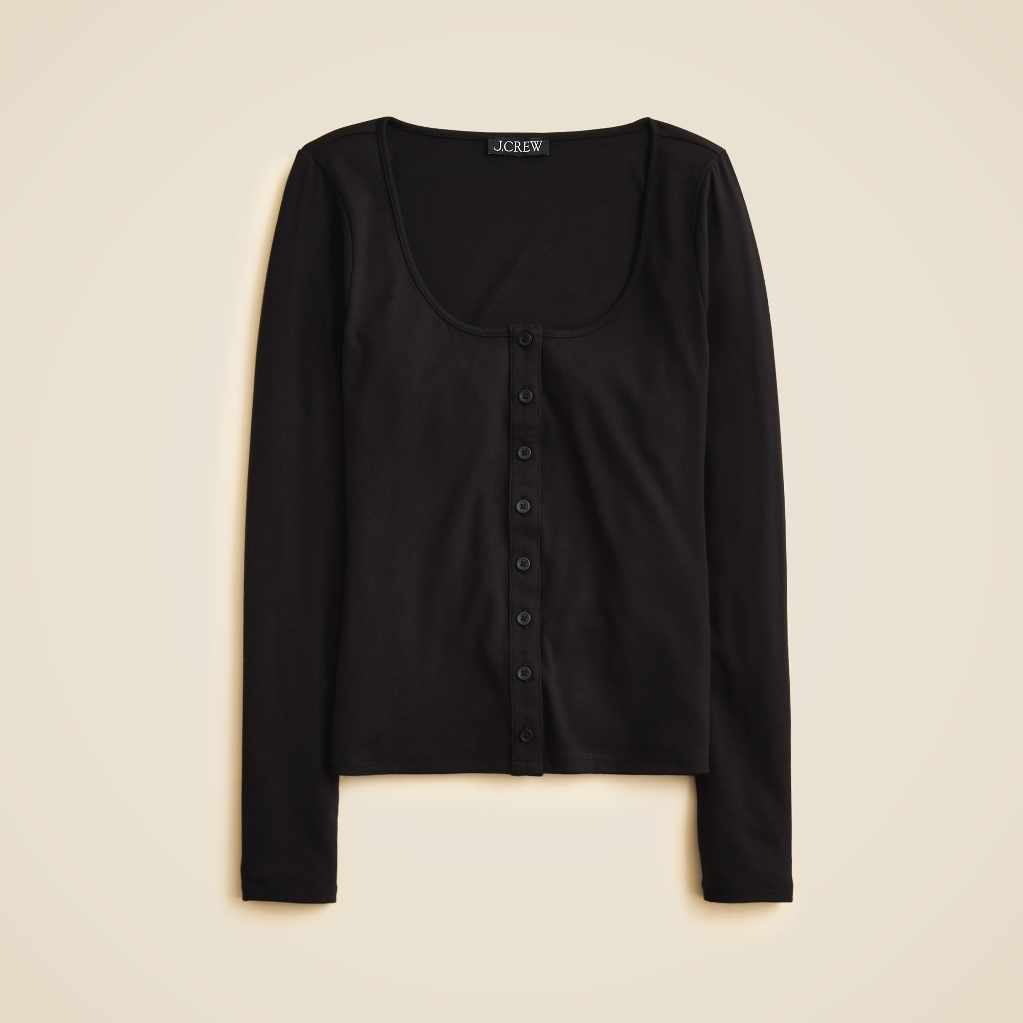 Refined rib scoopneck cardigan top
