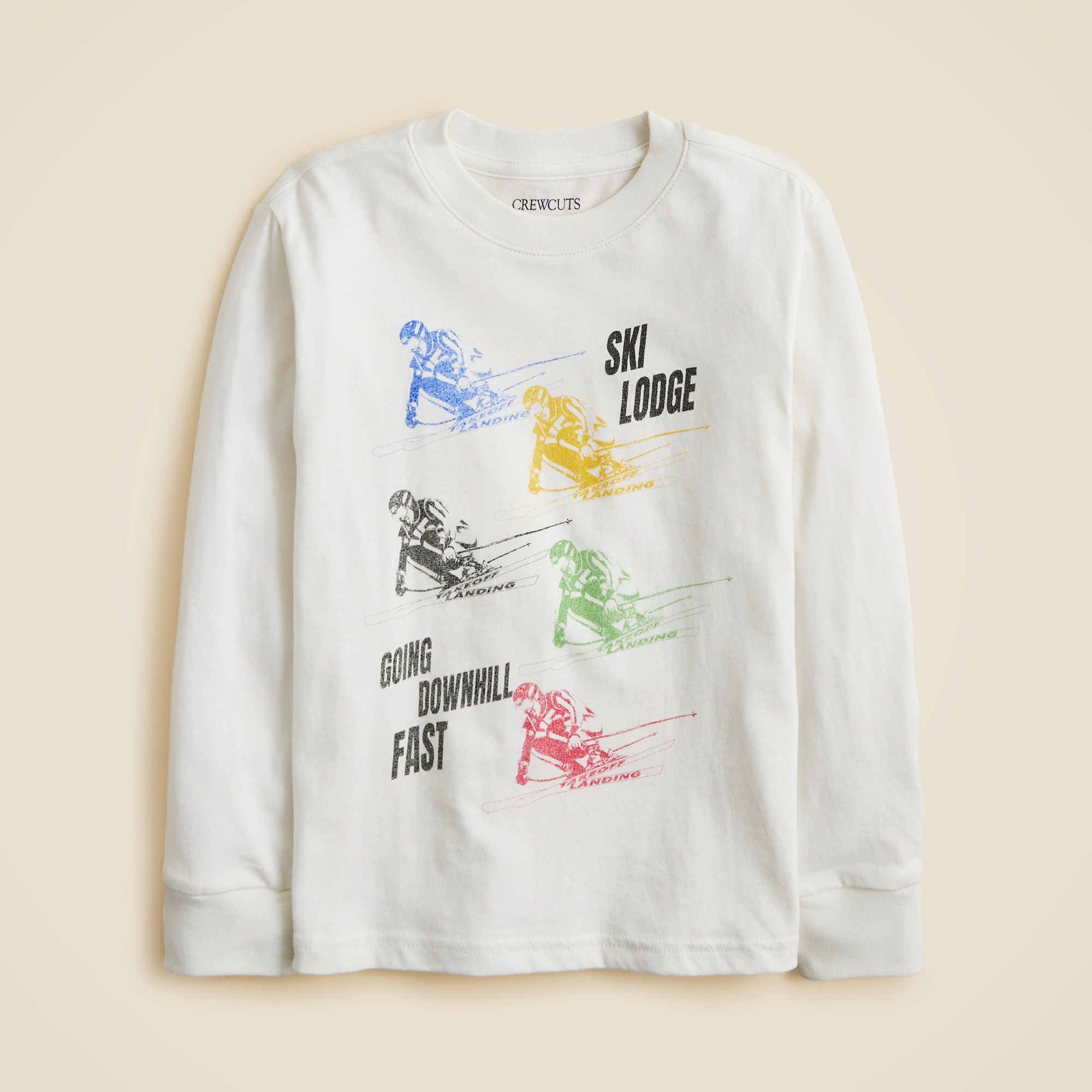Kids' long-sleeve "Ski lodge" graphic T-shirt