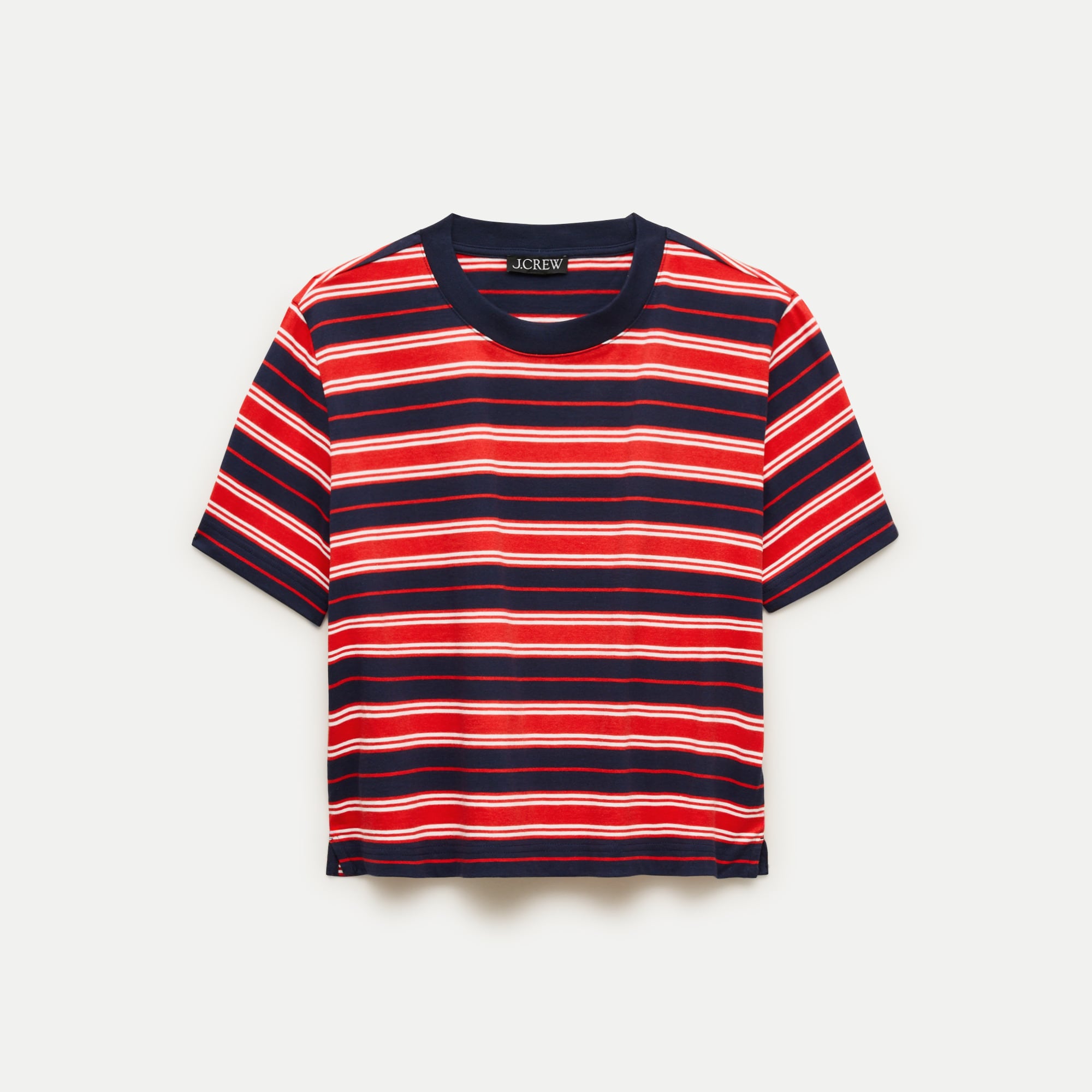 Boyfriend jersey relaxed cropped T-shirt in stripe