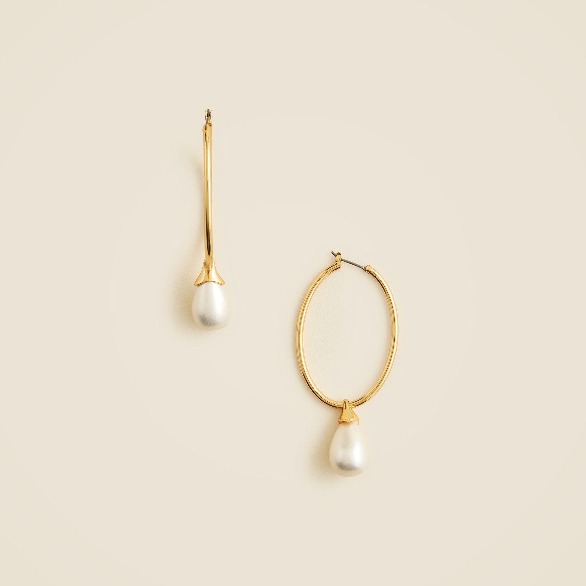 Beaded oval hoop earrings