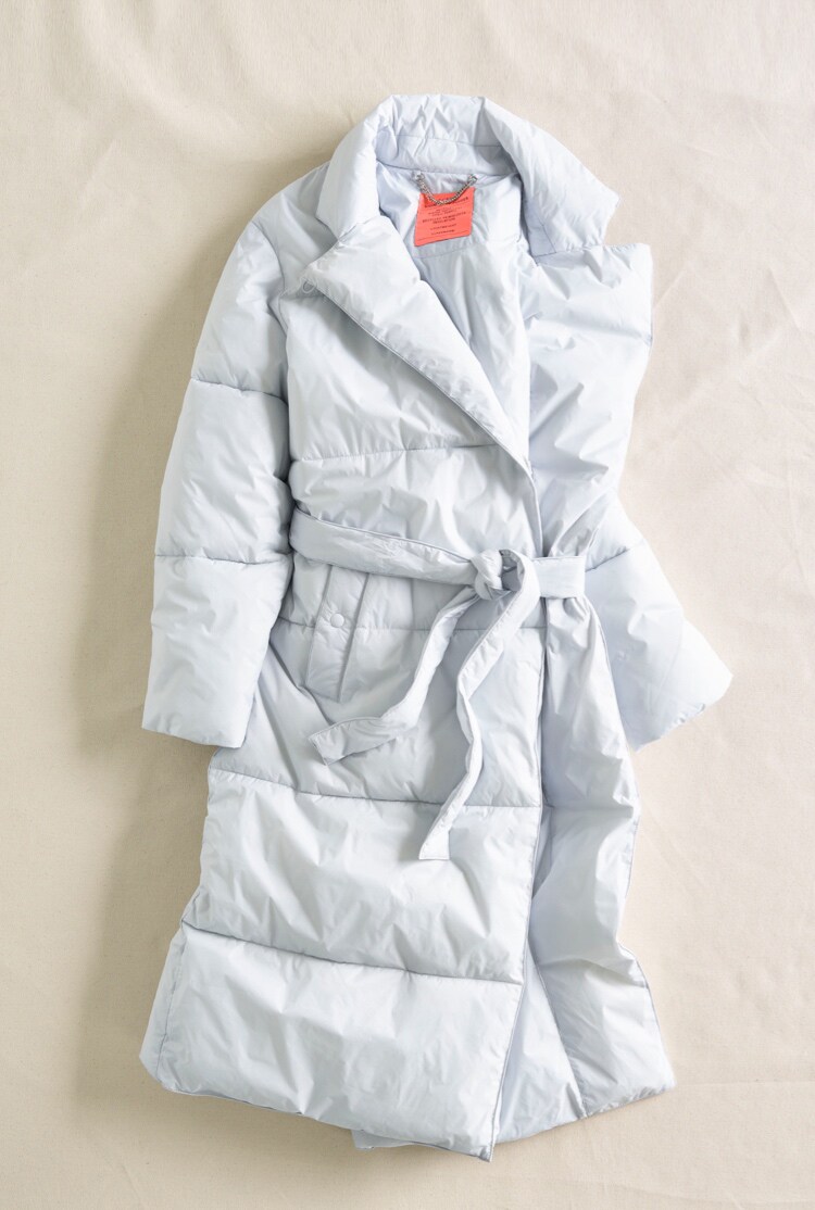 J.Crew Long Belted Puffer Coat With Primaloft in Red