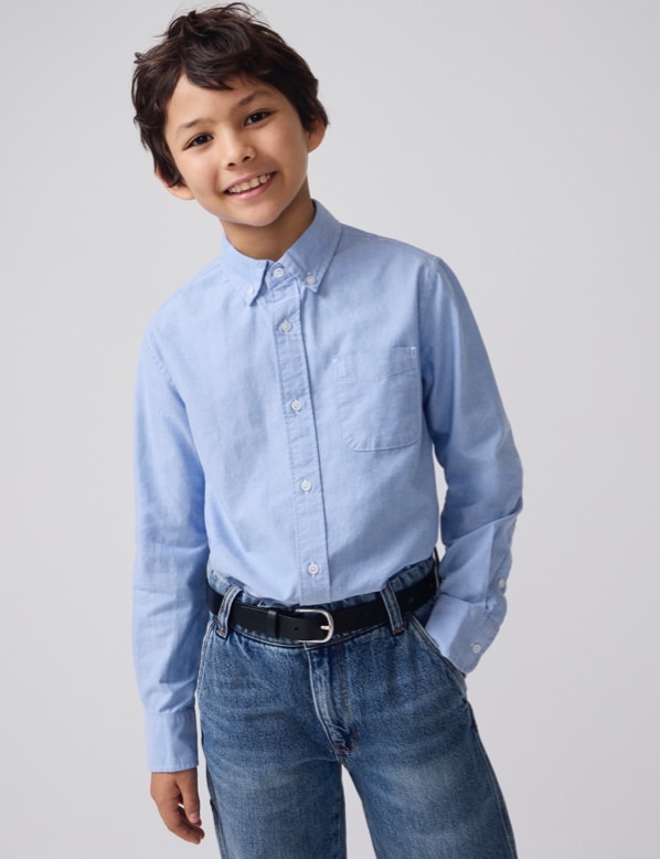 Buy Boys Blue Stripe Denim Shirt online at best prices | kidstudio