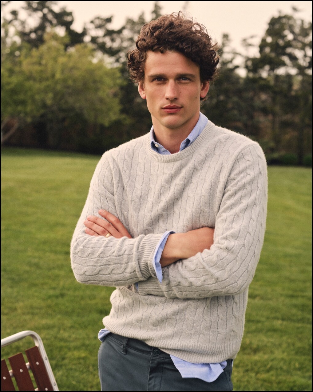 J.Crew: Cashmere Herringbone Jacquard Crewneck Sweater For Men