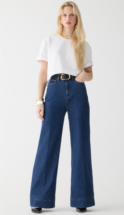 Cheap Women's Jeans High-waisted Wide-leg Retro Straight-leg Pants | Joom