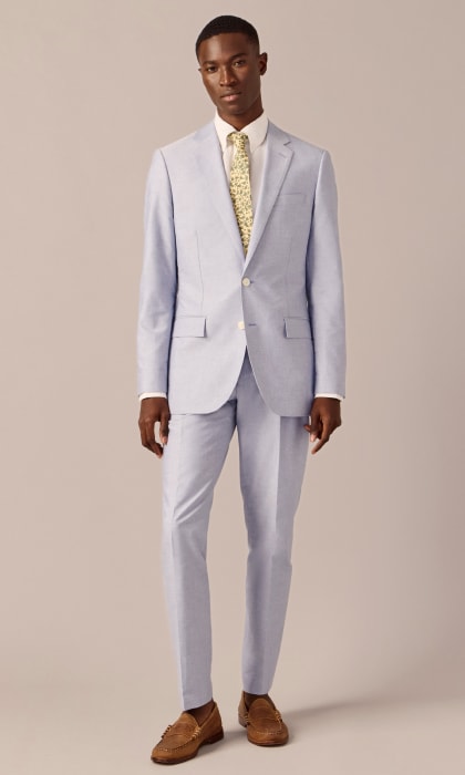 Regular Fit Linen Cotton Herringbone Suit Pants