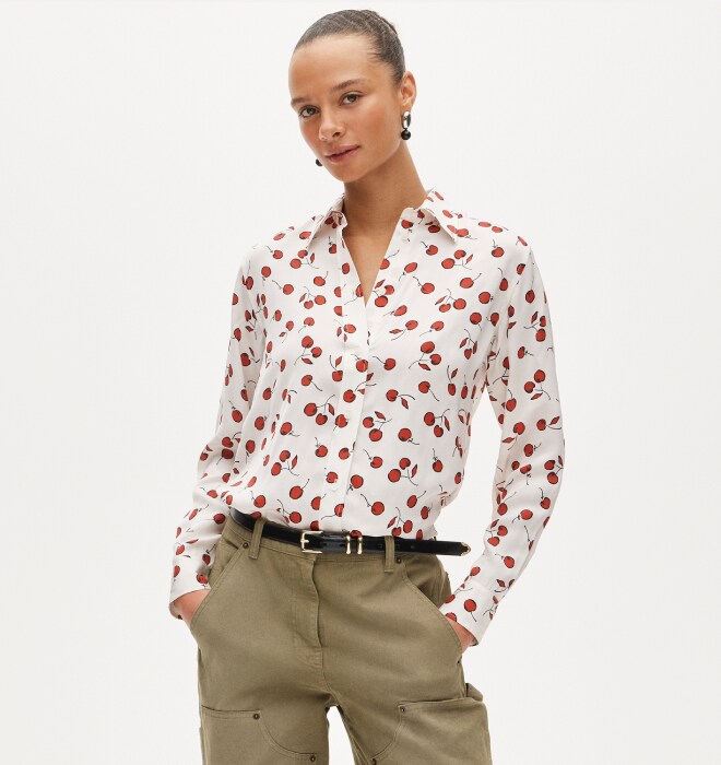 Women's Short Sleeve Button Down Shirt - Cotton Linen Blend Casual Tops, Summer Print Blouse