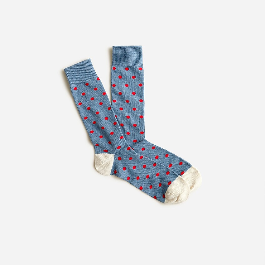 j.crew: medium-dot cotton socks for men, right side, view zoomed