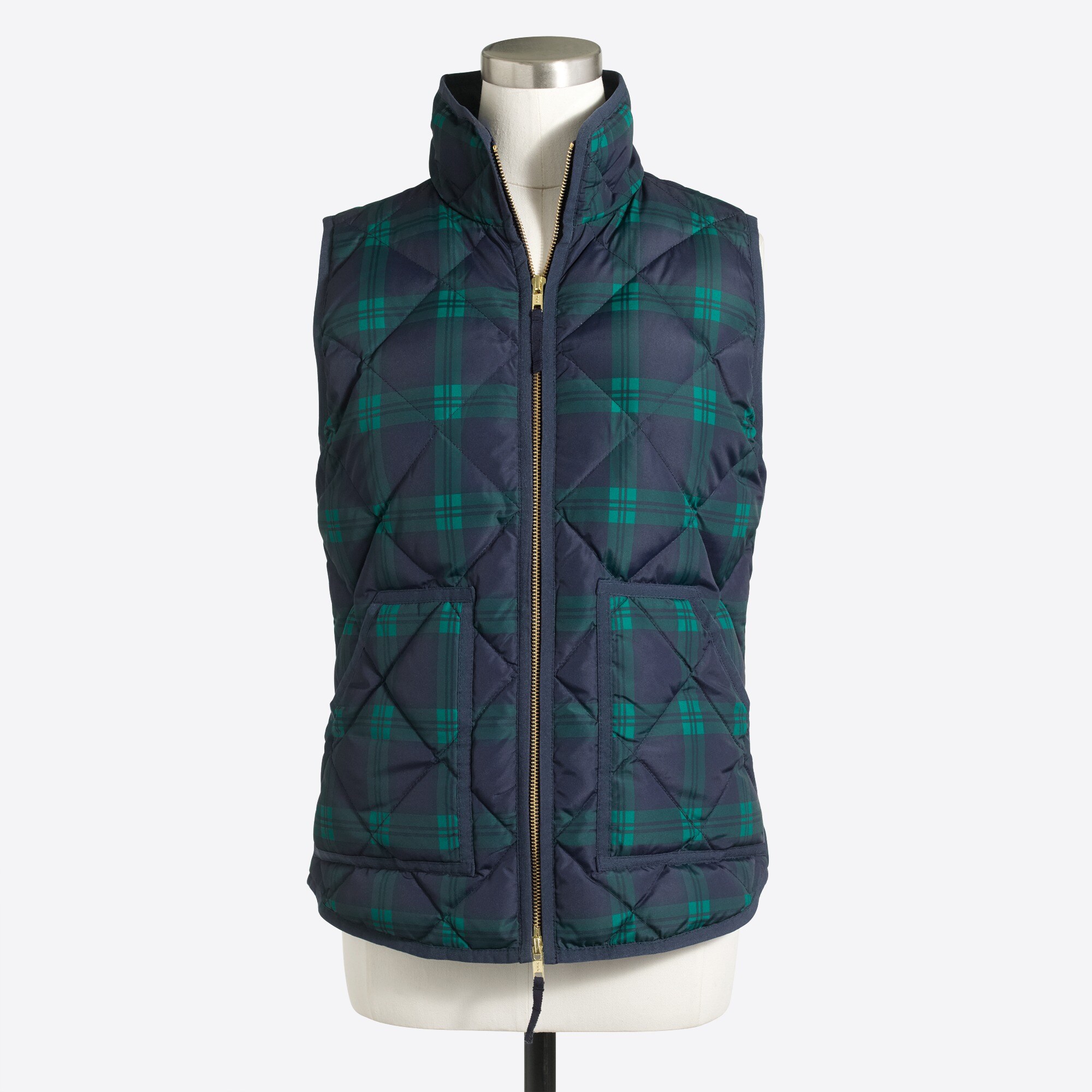 printed quilted puffer vest for women