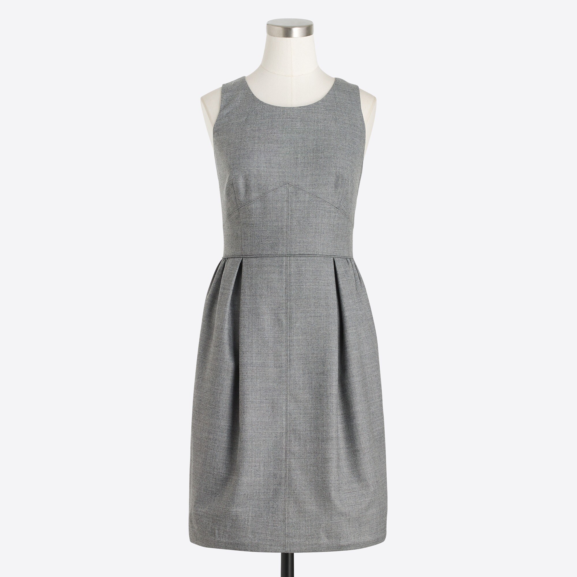 Pleated shift dress in wool flannel