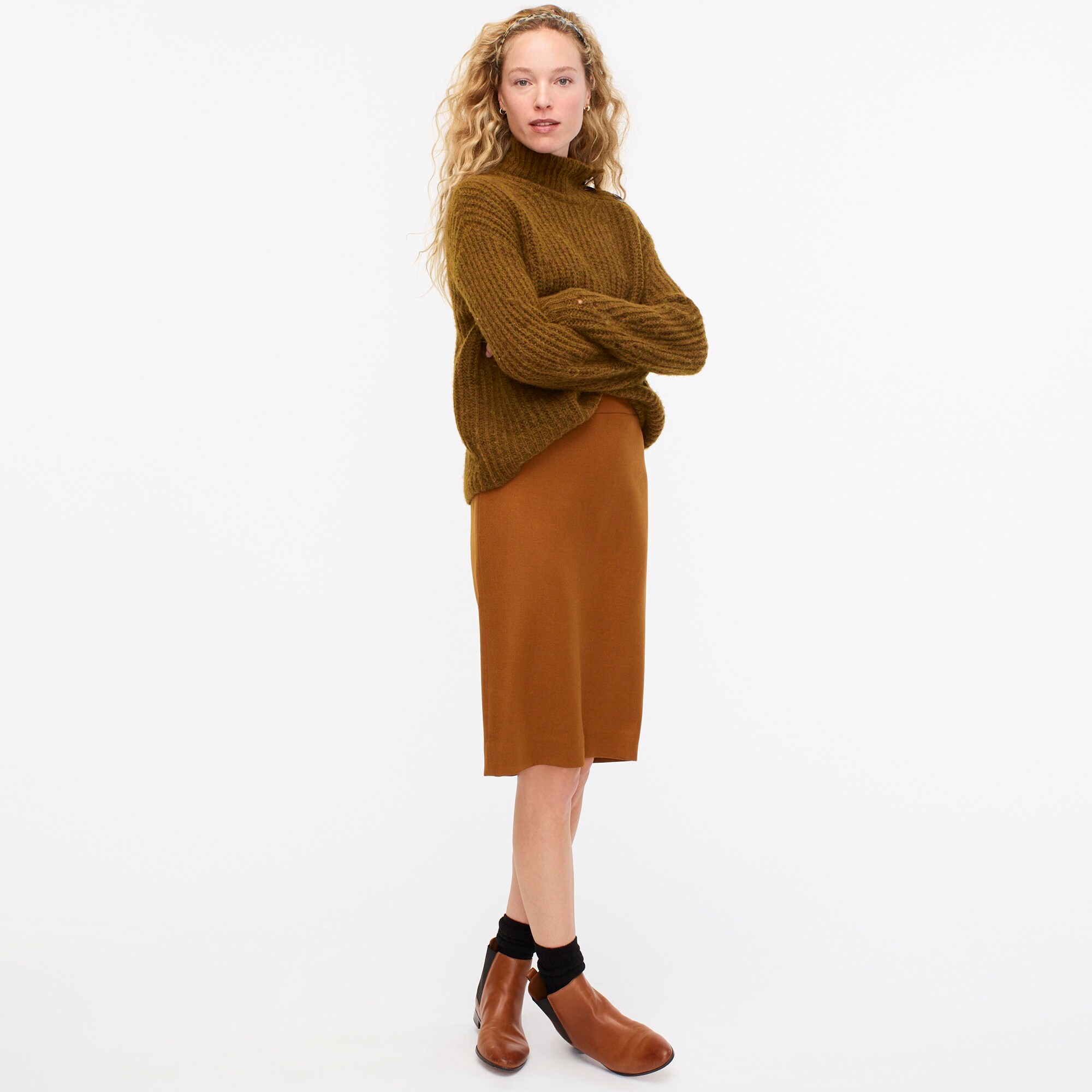 tan overall skirt
