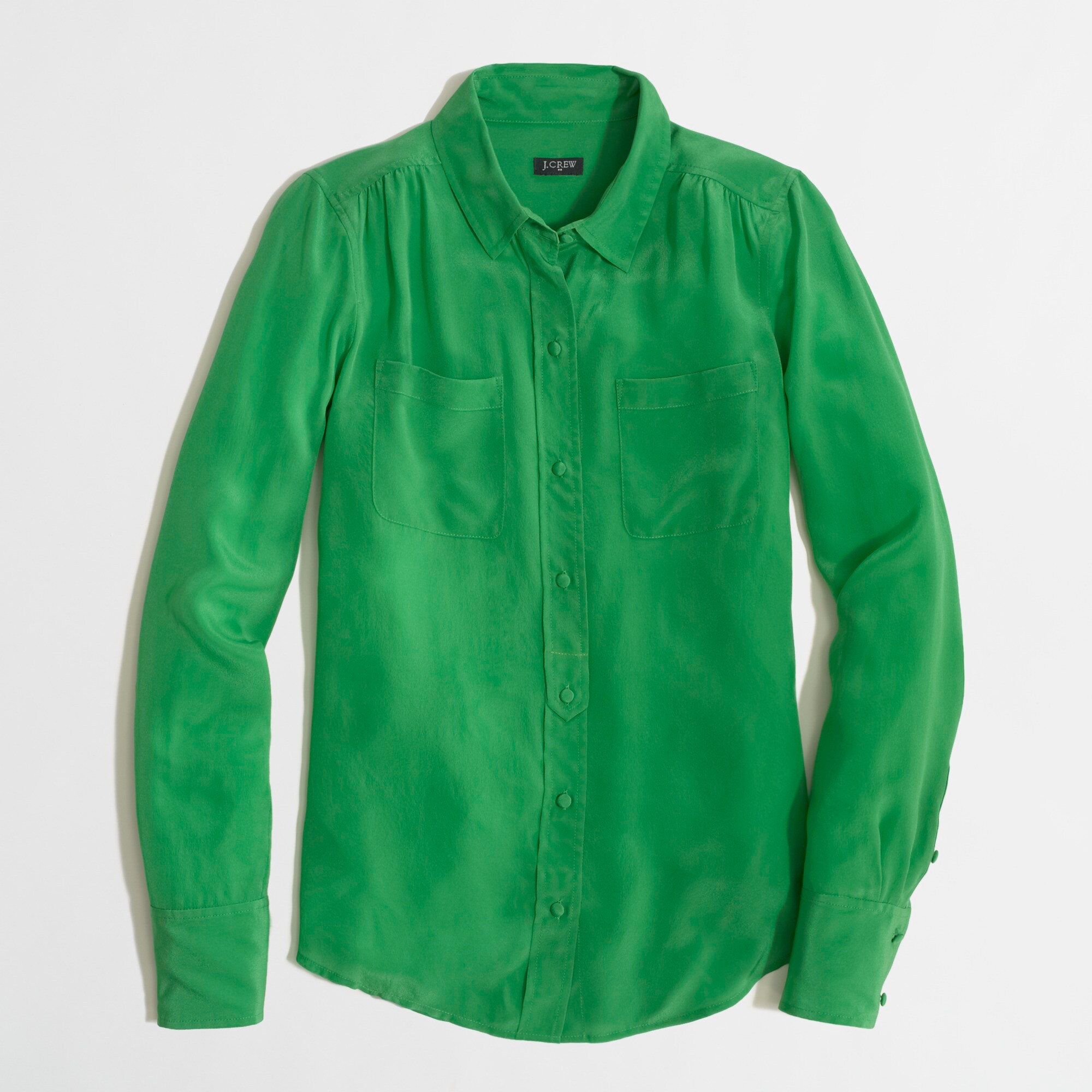 Factory silk two-pocket blouse