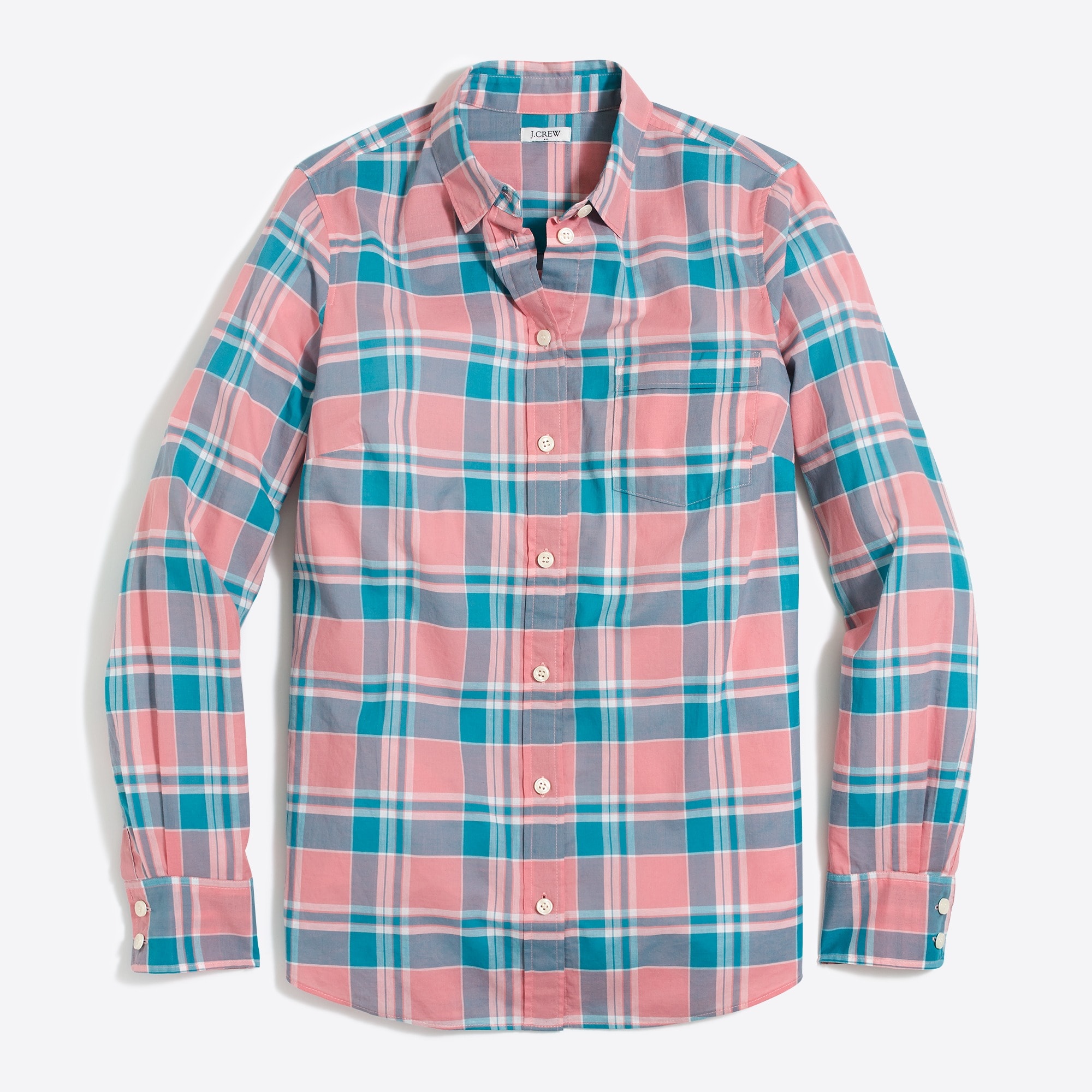 plaid classic button-down shirt in perfect fit for women