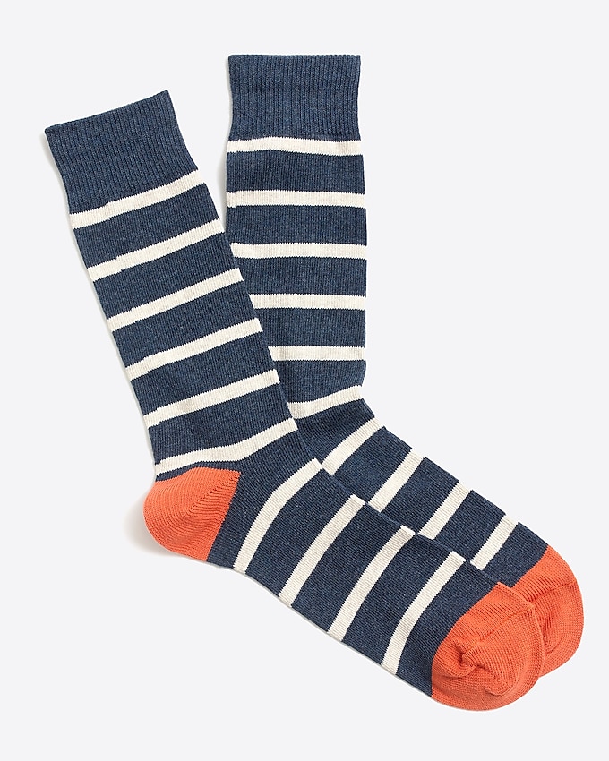 factory: tipped-stripe socks for men, right side, view zoomed