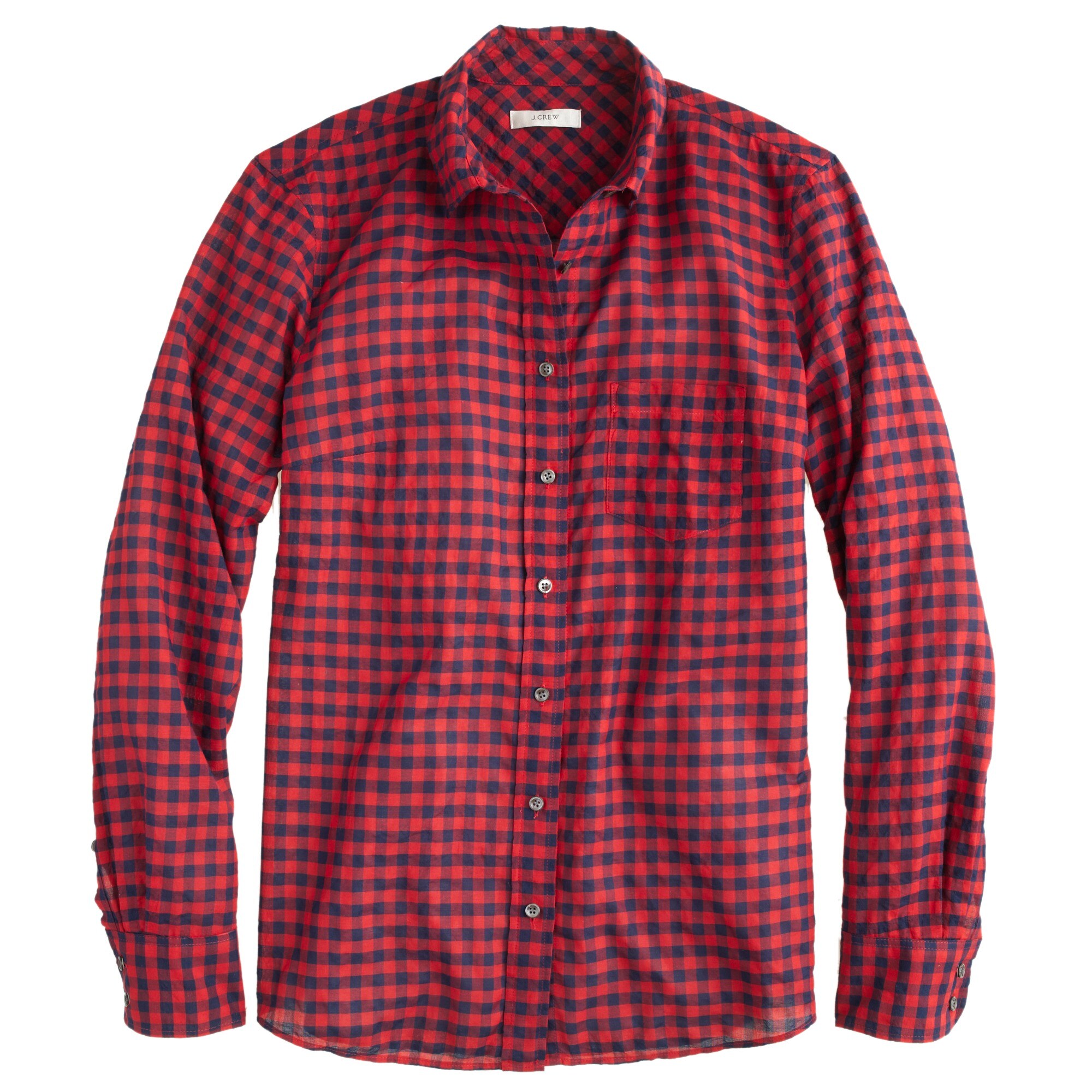 Crinkle boy shirt in red check