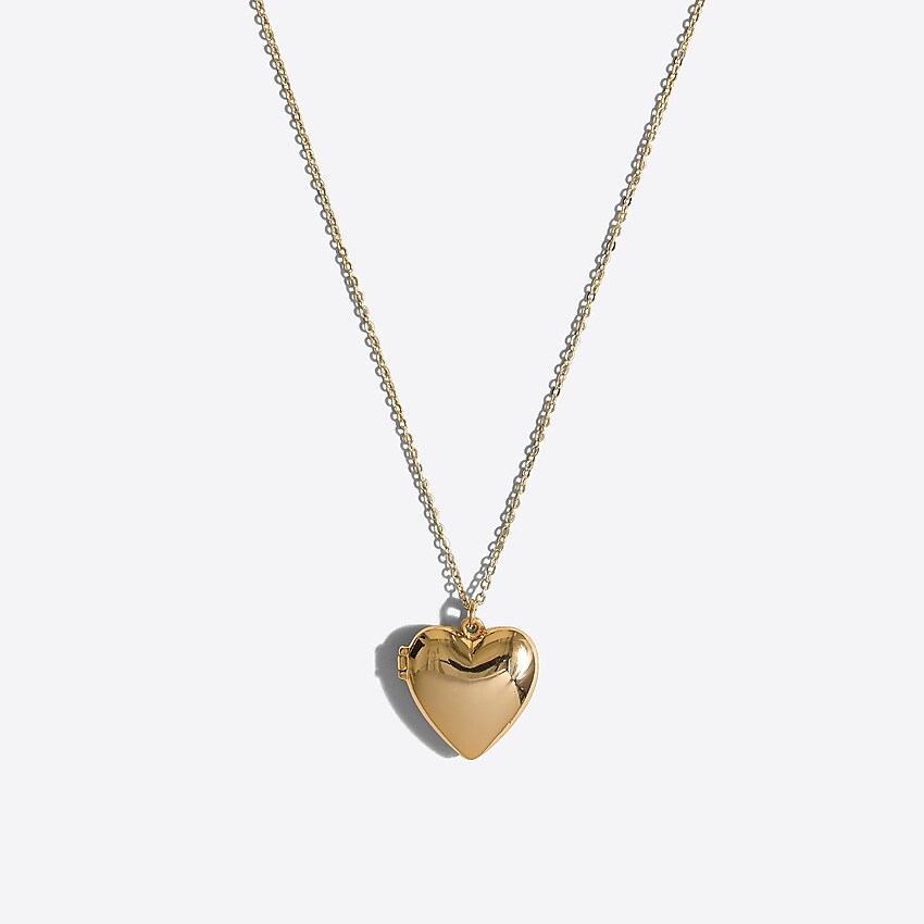 factory: girls' heart locket necklace for girls, right side, view zoomed