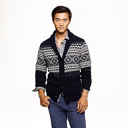 Alpaca Fair Isle shawl cardigan : sweaters | J.Crew