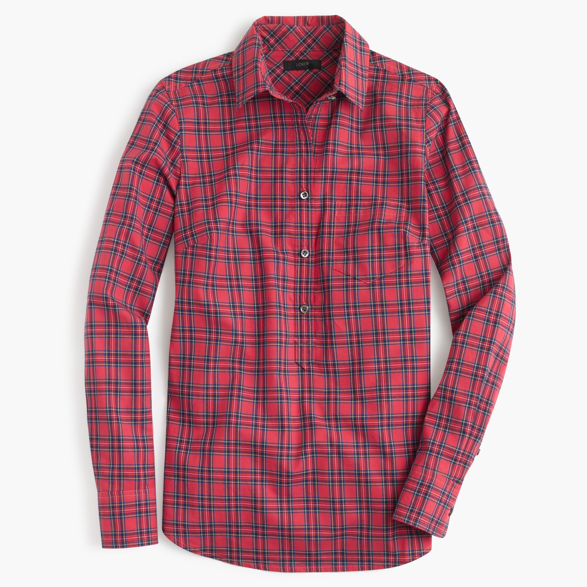 Red Tartan Popover Shirt For Women | J.Crew