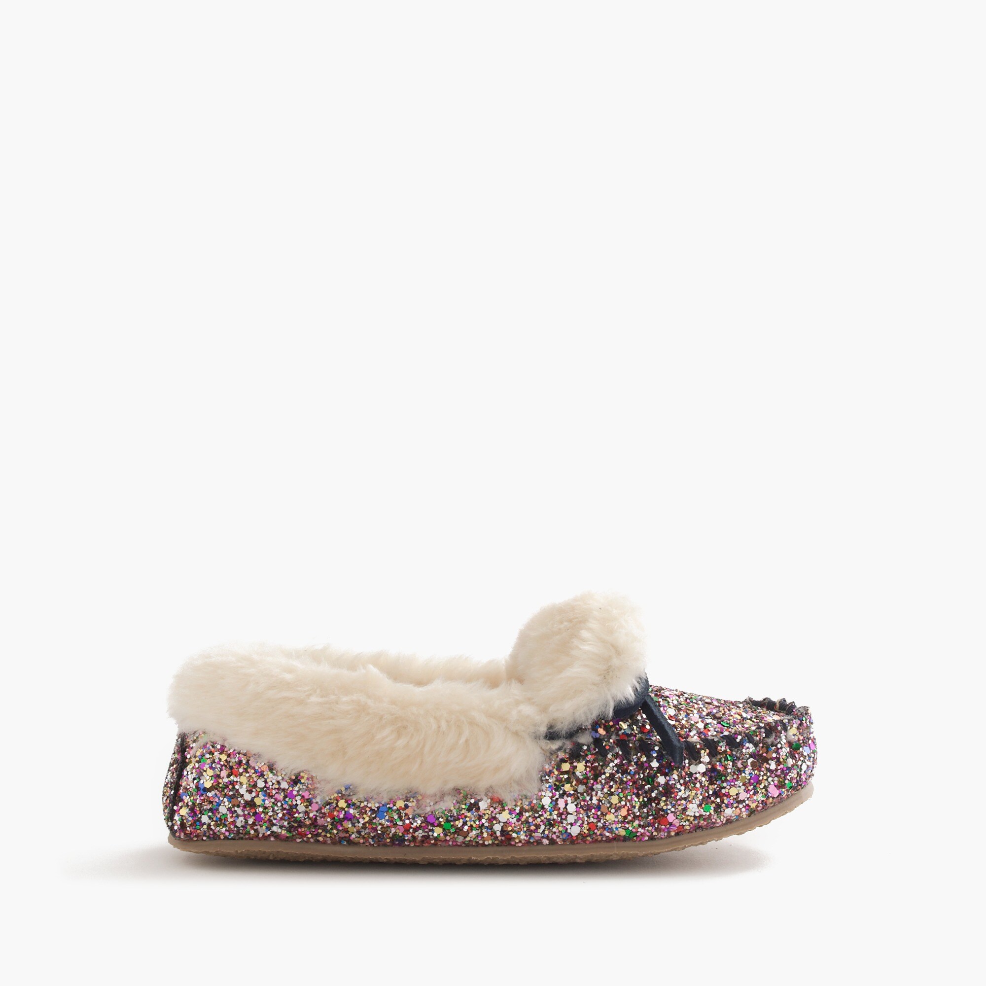 J.Crew Girls' Glitter Shearling Lodge Moccasins