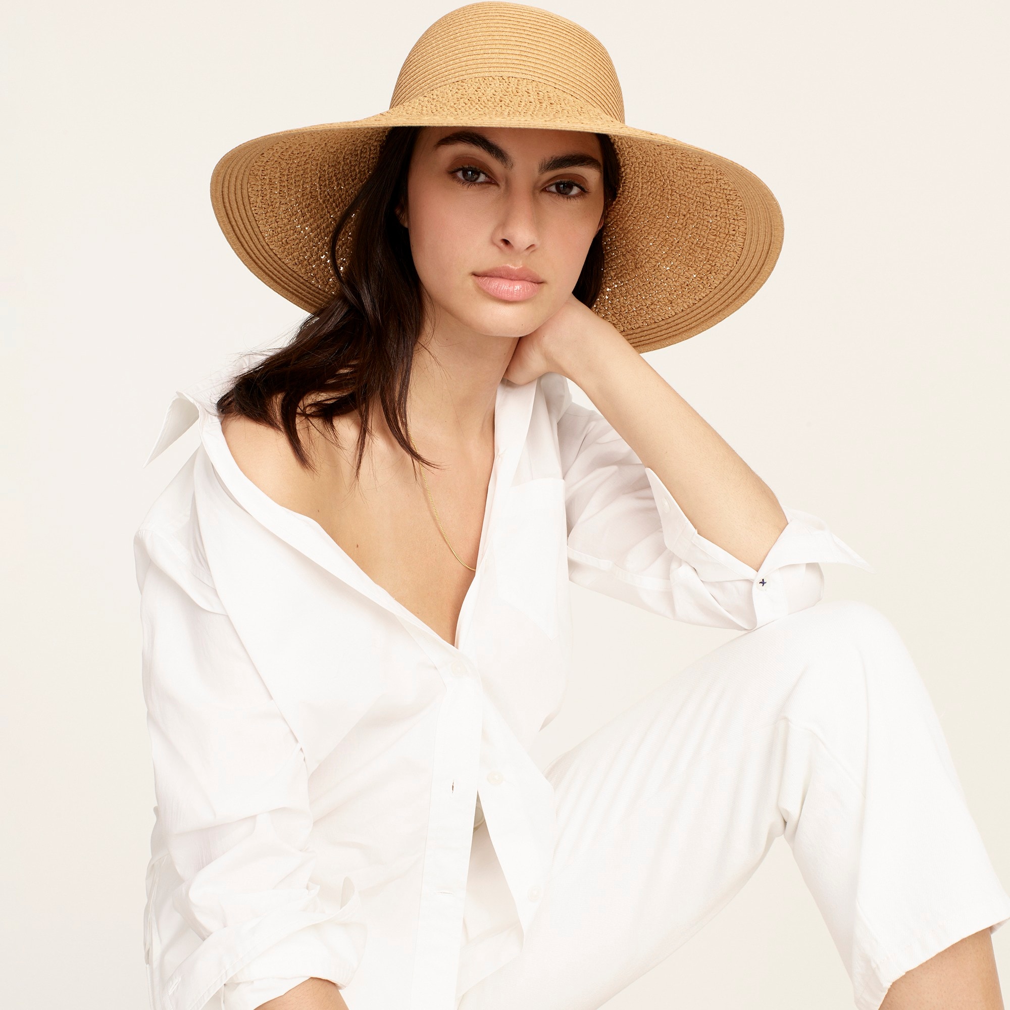  Textured summer straw hat