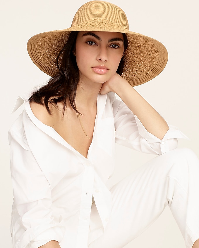 j.crew: textured summer straw hat for women, right side, view zoomed