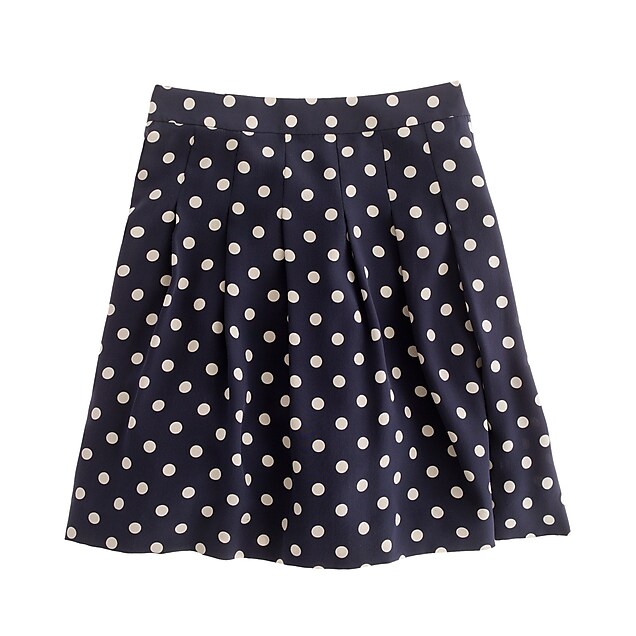 Pleated skirt in polka-dot crepe : Women a-line | J.Crew