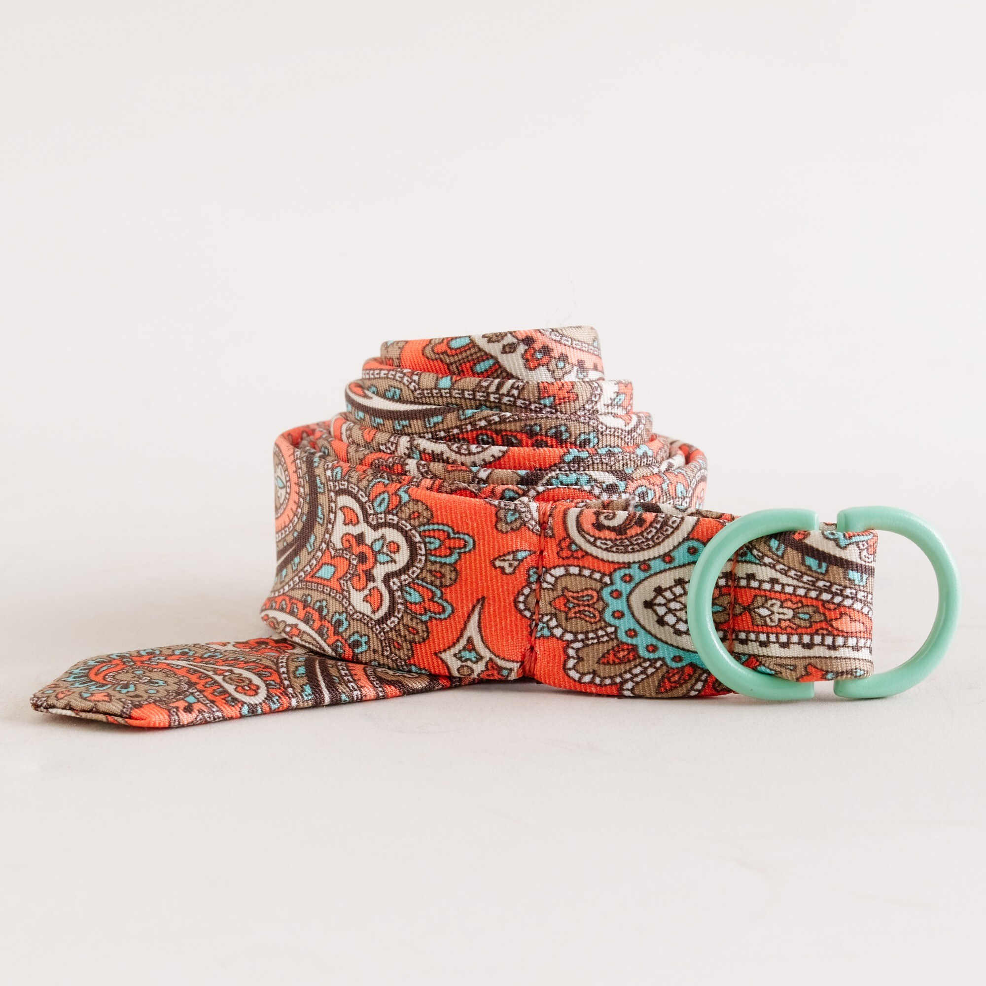 Skinny silk paisley belt