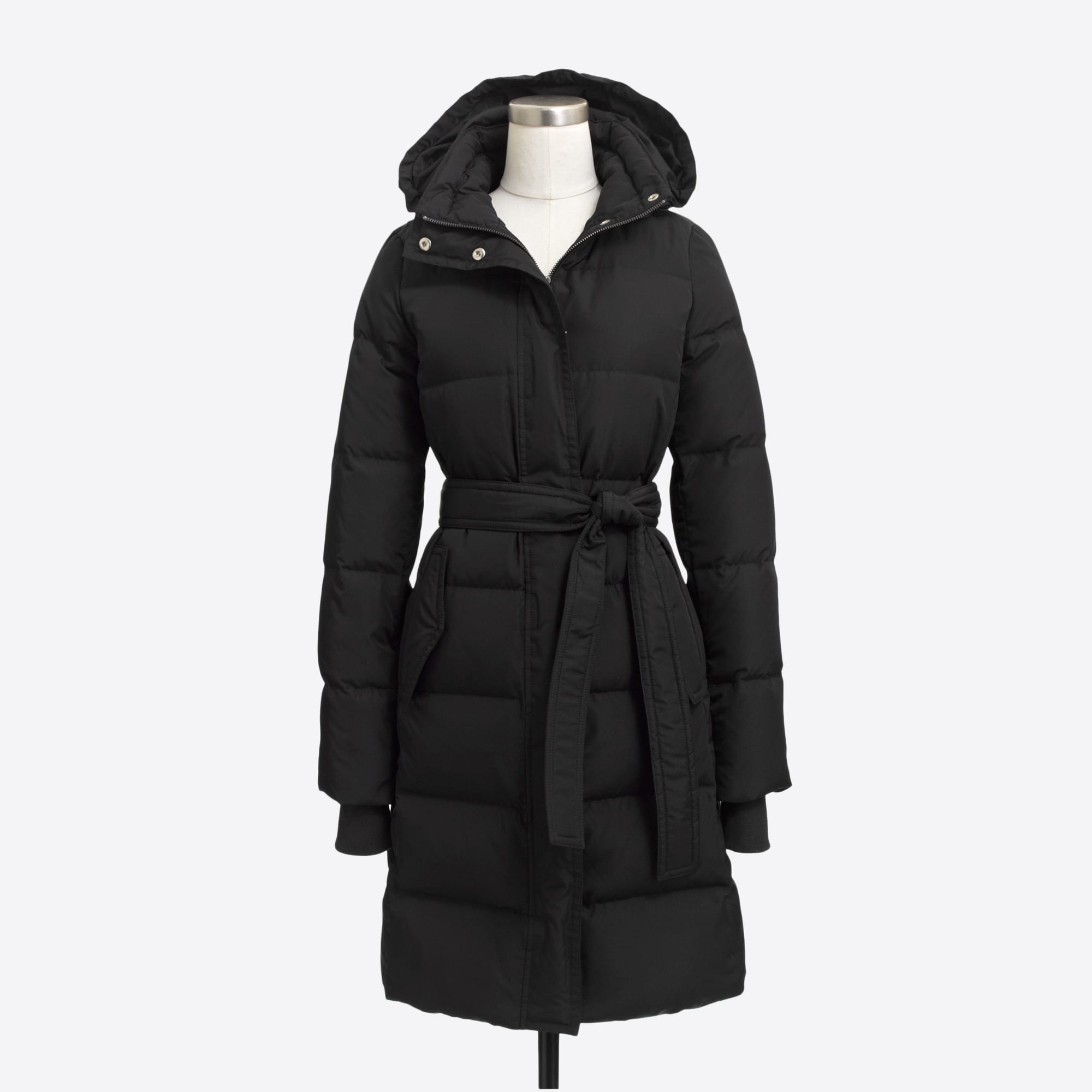 Long belted puffer jacket
