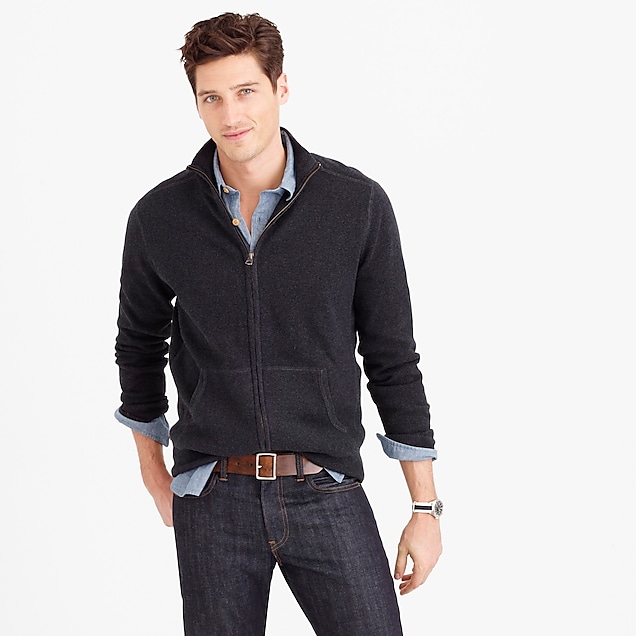 Men's Cotton-Cashmere Zip Sweater-Jacket - Men's Sweaters