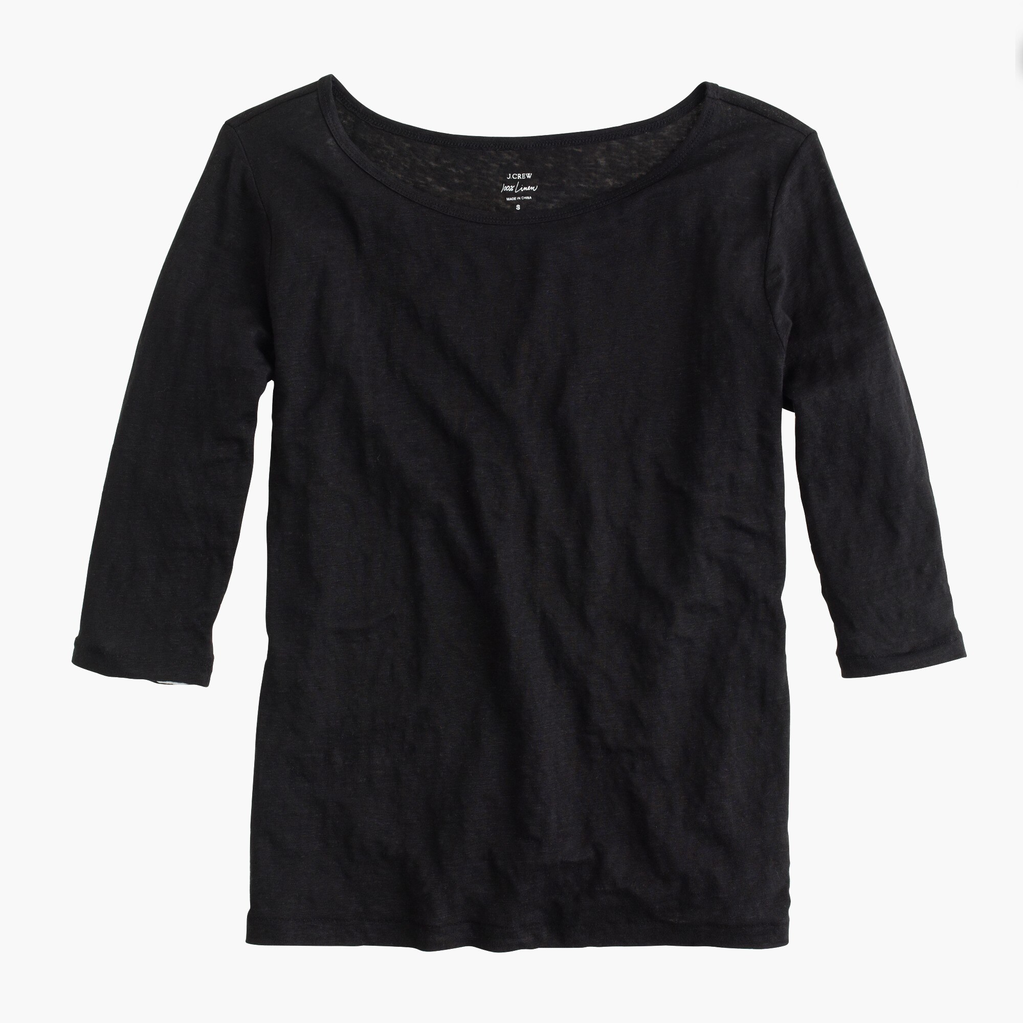 j.crew: linen boatneck t-shirt for women, right side, view zoomed