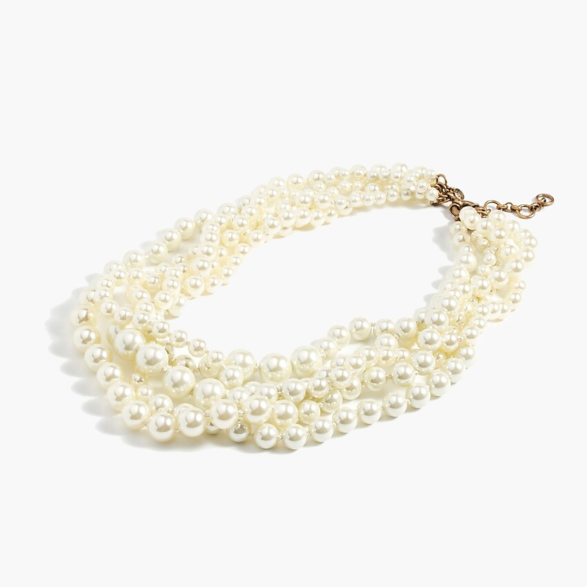 j.crew: pearl twisted hammock necklace for women, right side, view zoomed