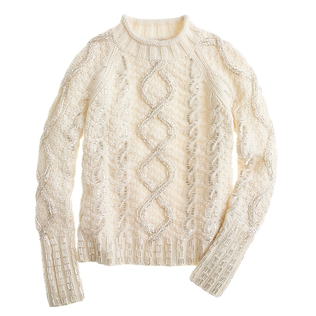 Collection handknit beaded cable sweater : | J.Crew