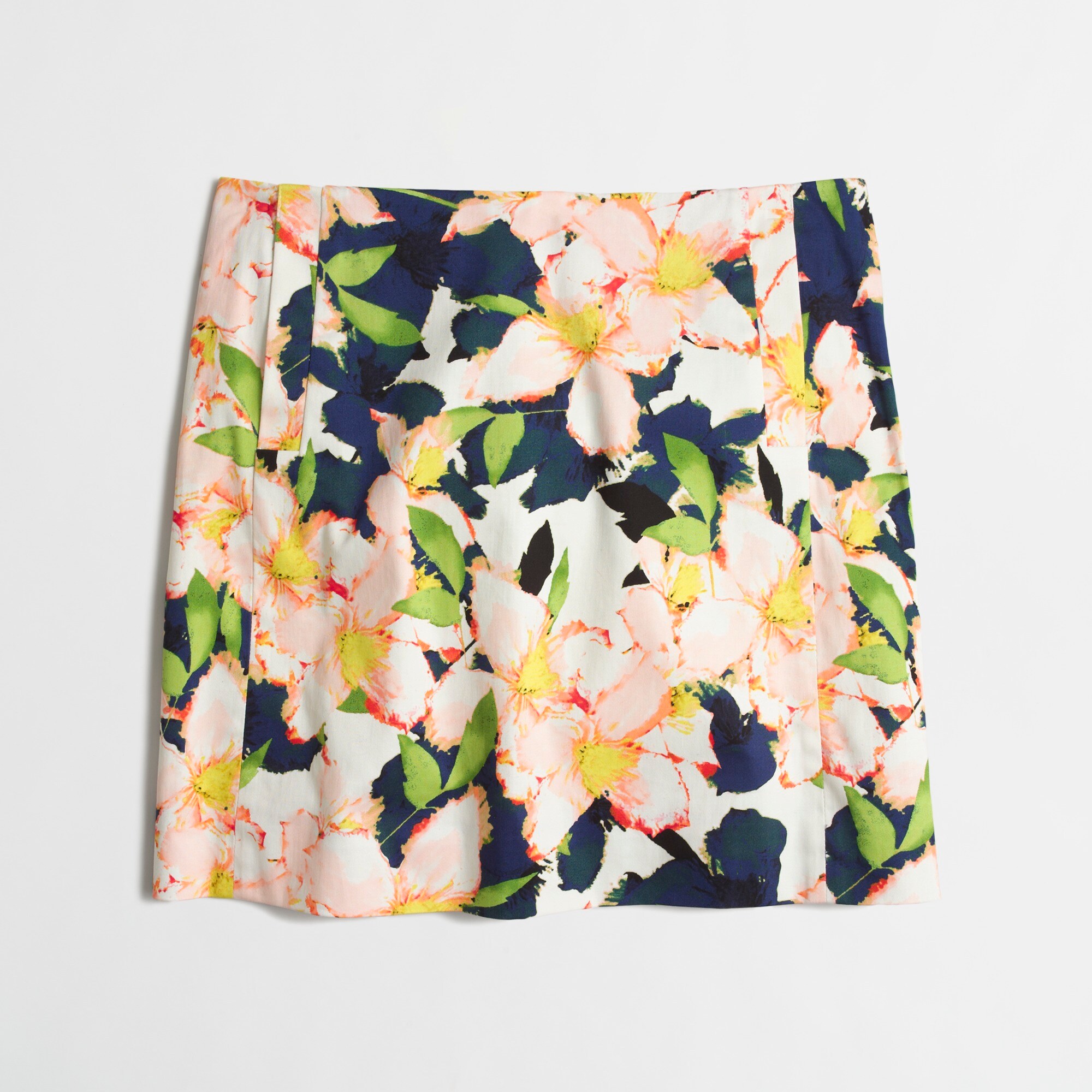 Printed cotton sateen mini skirt