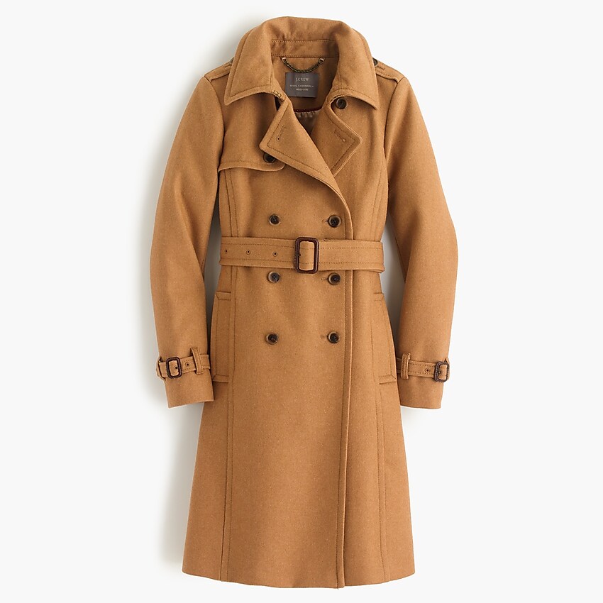 j.crew: icon trench coat in italian wool cashmere for women, right side, vi...
