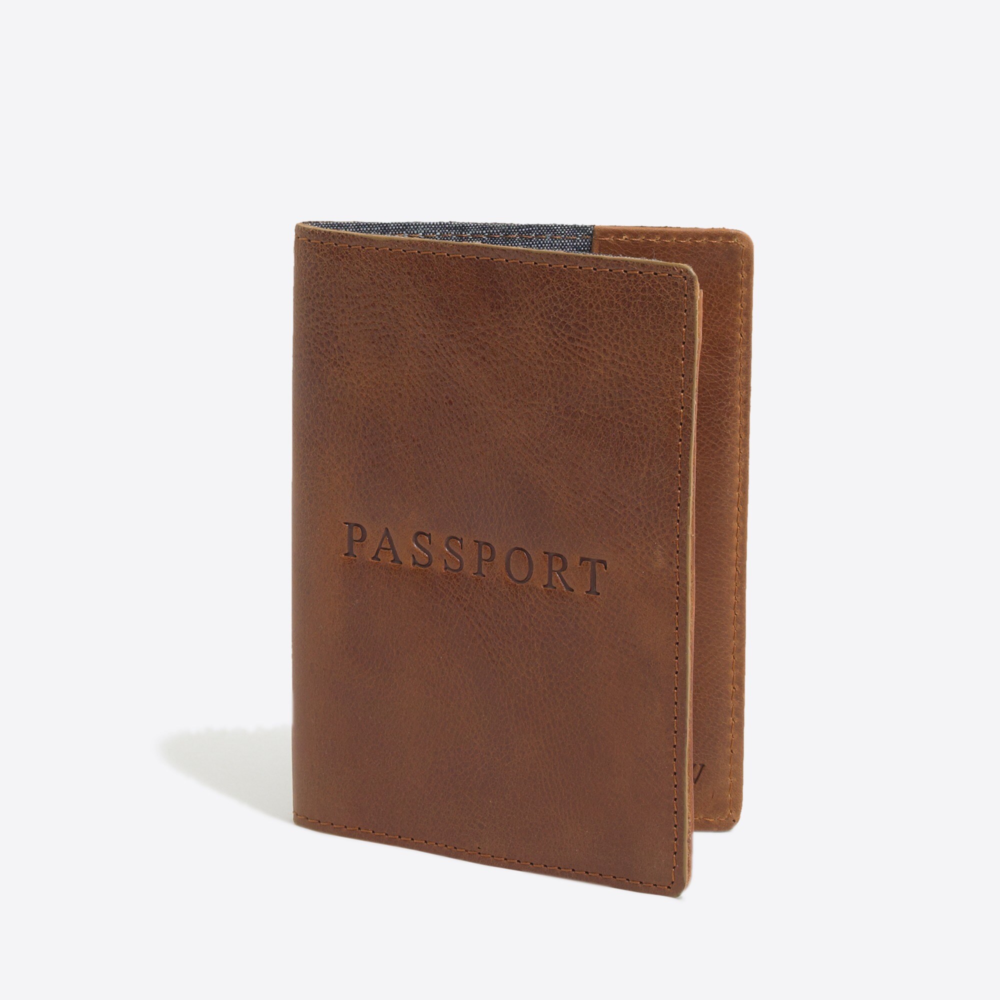 factory: leather passport case for men, right side, view zoomed