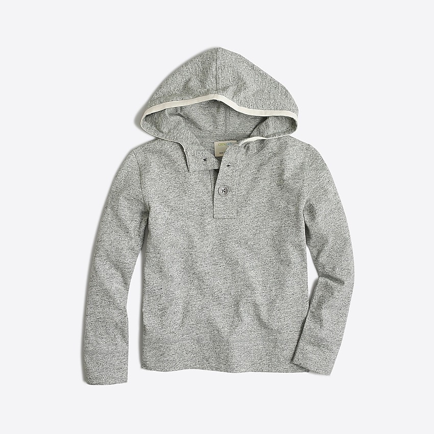 factory: boys' heathered henley hoodie for boys, right side, view zoomed