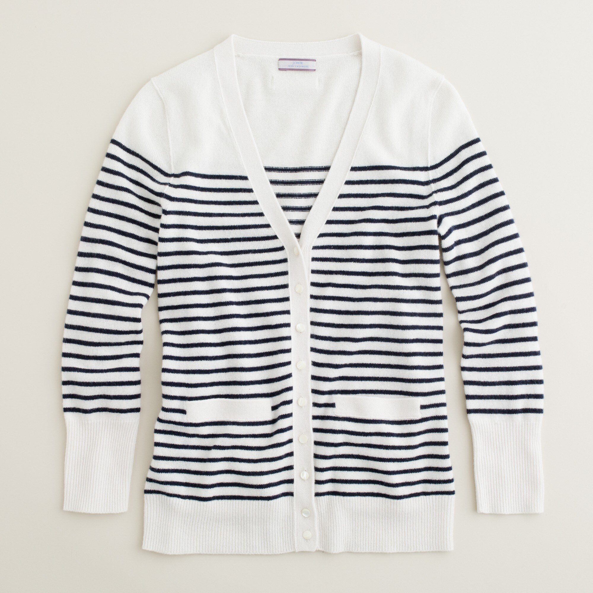 Cashmere stripe Vneck cardigan J.Crew