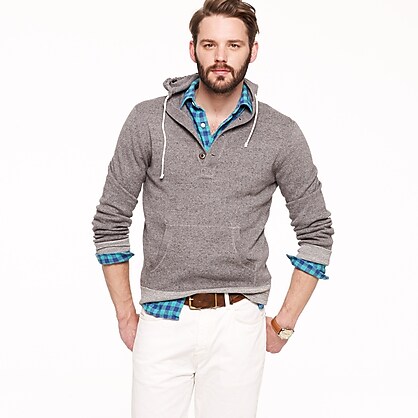 Marled cotton hooded henley : sweaters | J.Crew