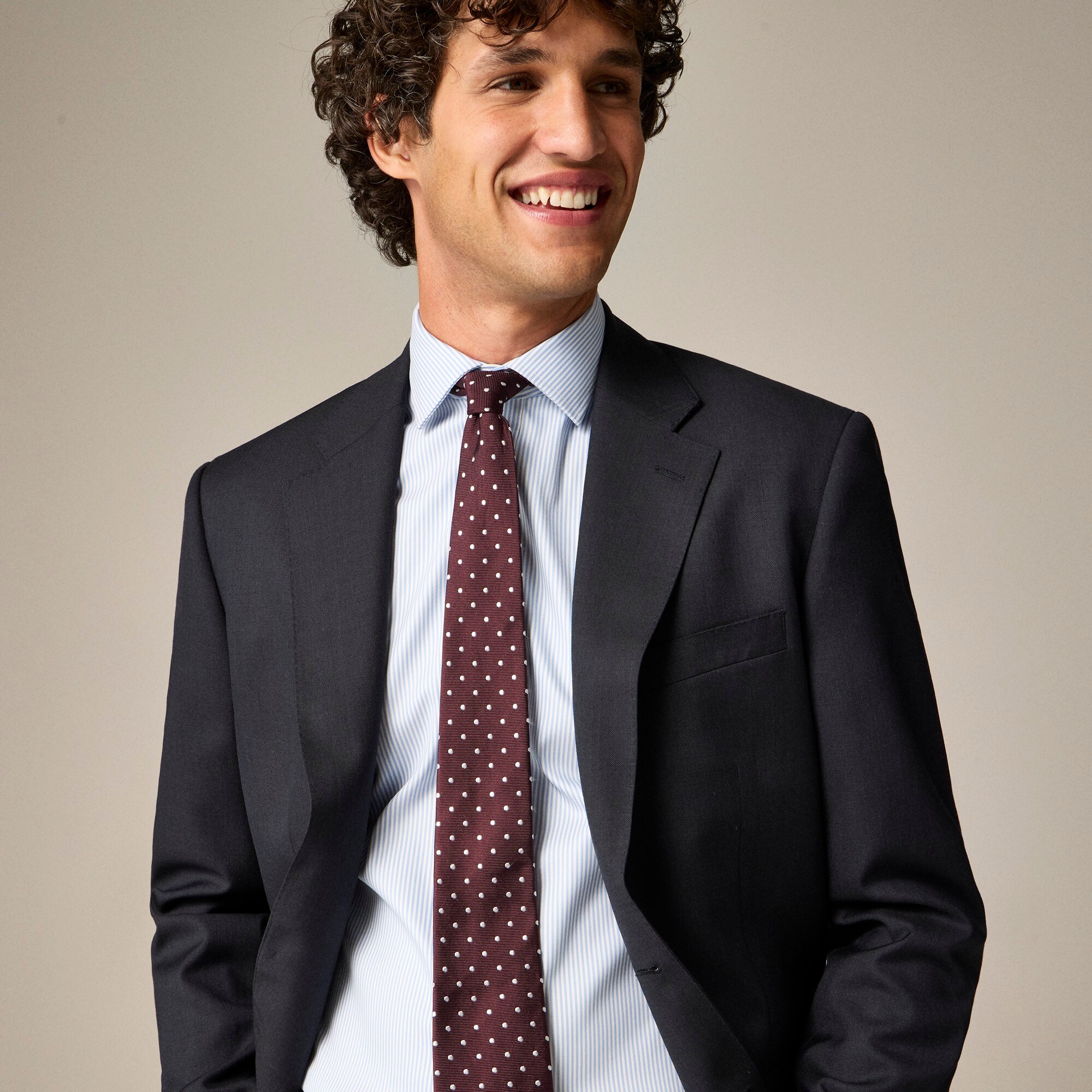 Italian silk repp tie in dot