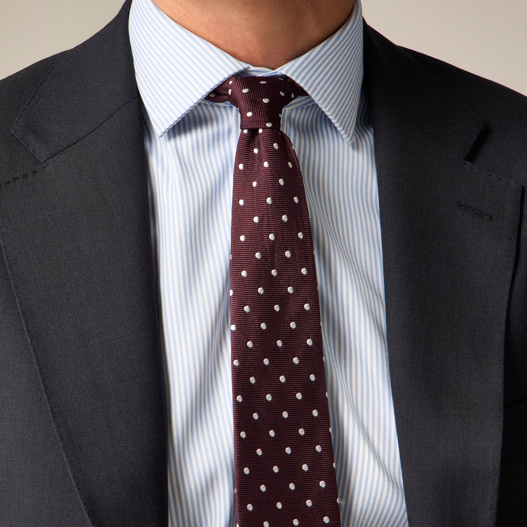 Italian silk repp tie in dot