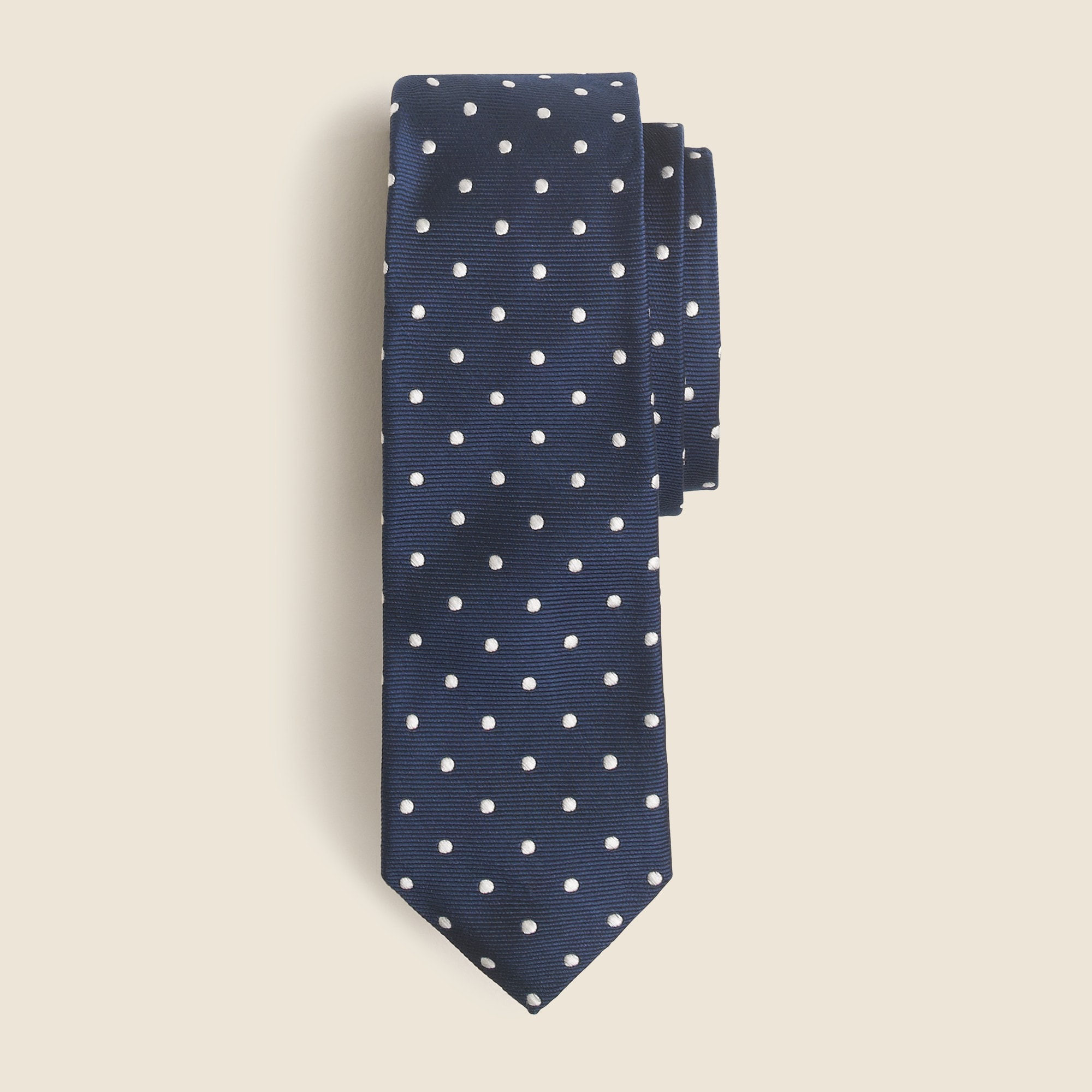 mens Italian silk repp tie in dot