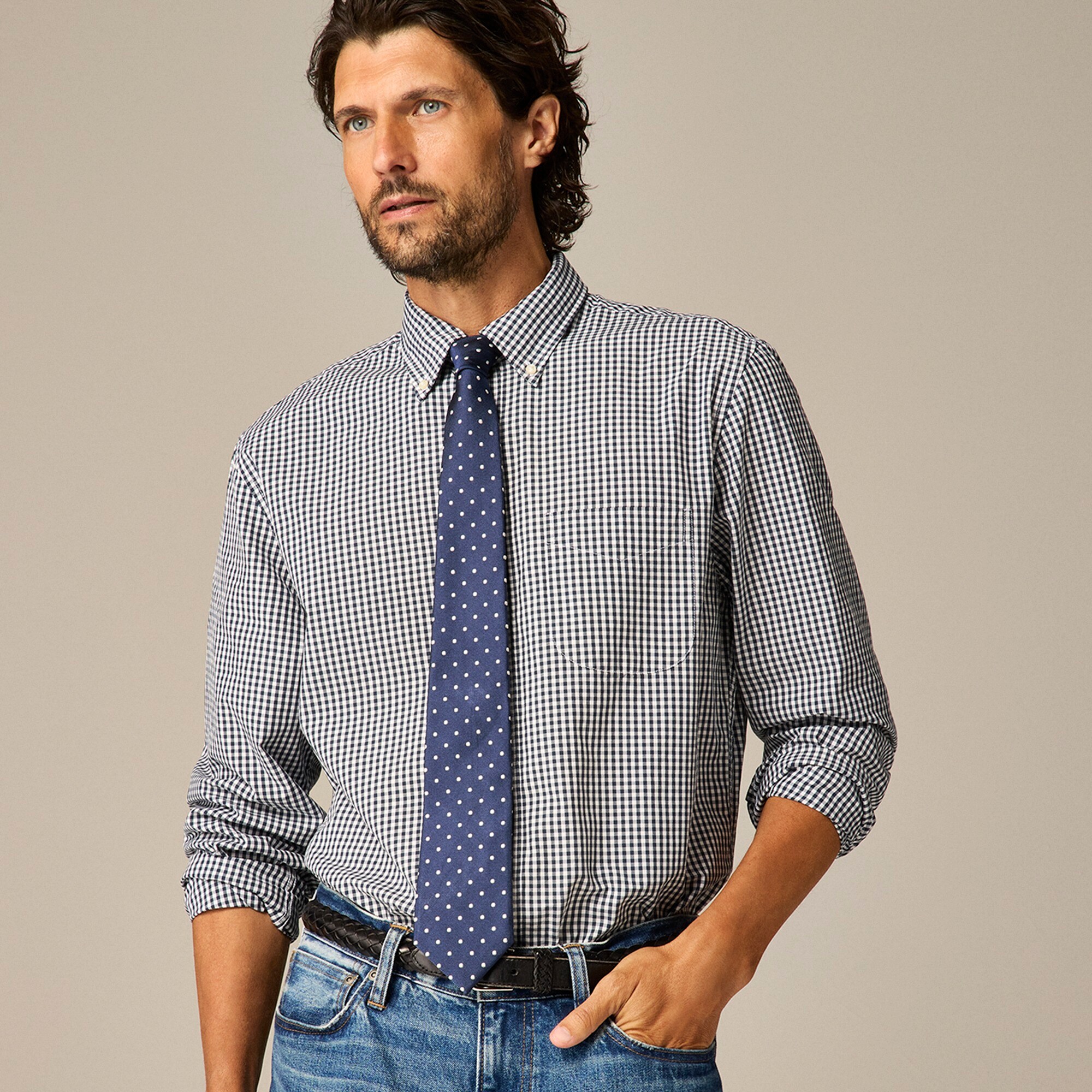 Italian silk repp tie in dot