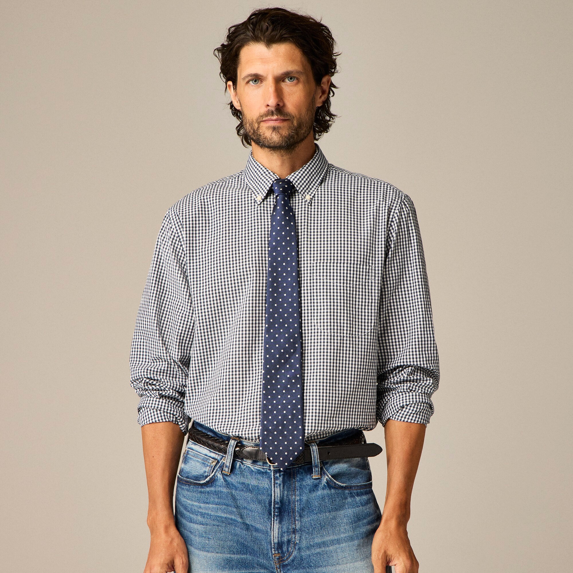 Italian silk repp tie in dot